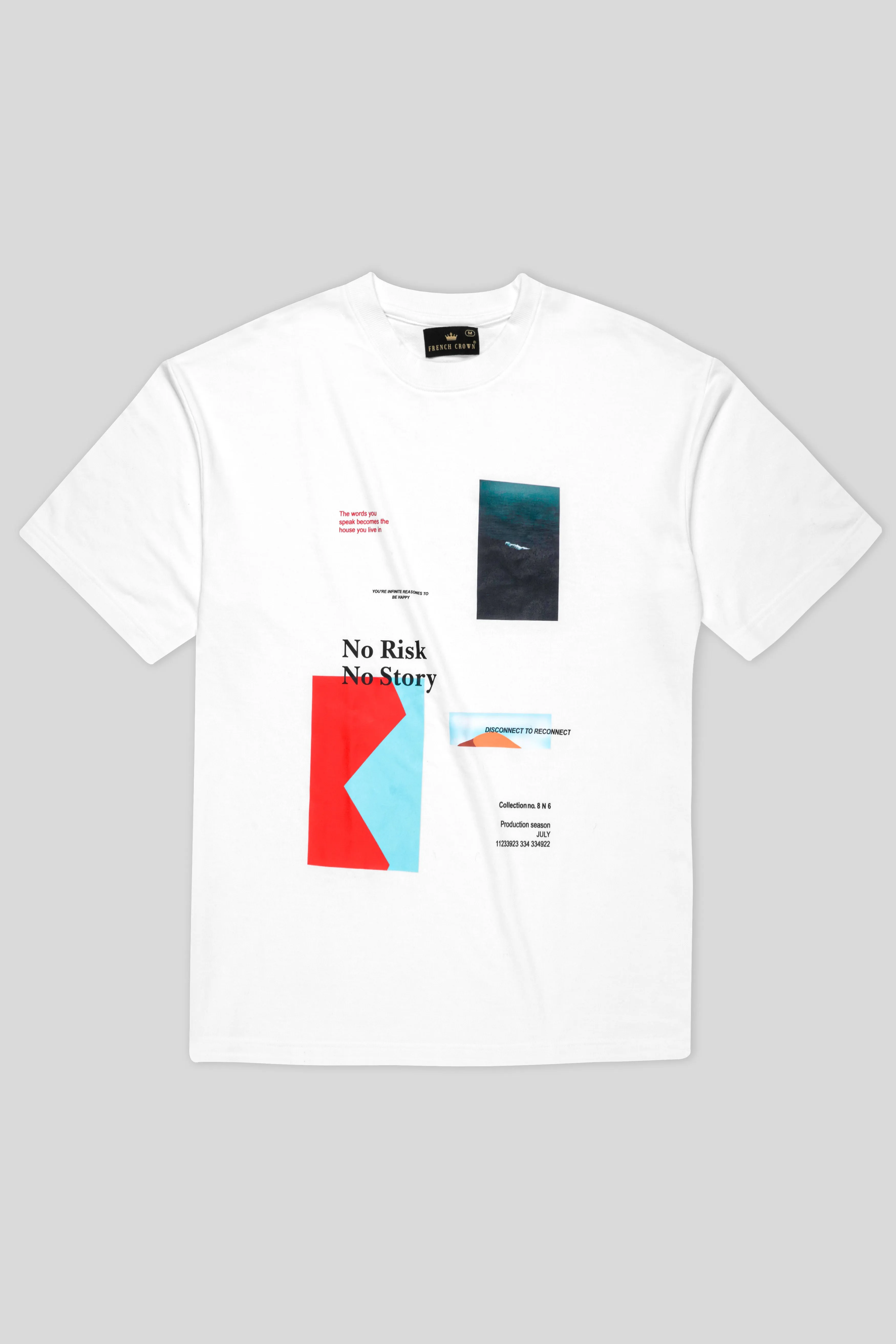 Bright White Printed Premium Cotton Oversized T-Shirt sold by French Crown product image thumbnail 2