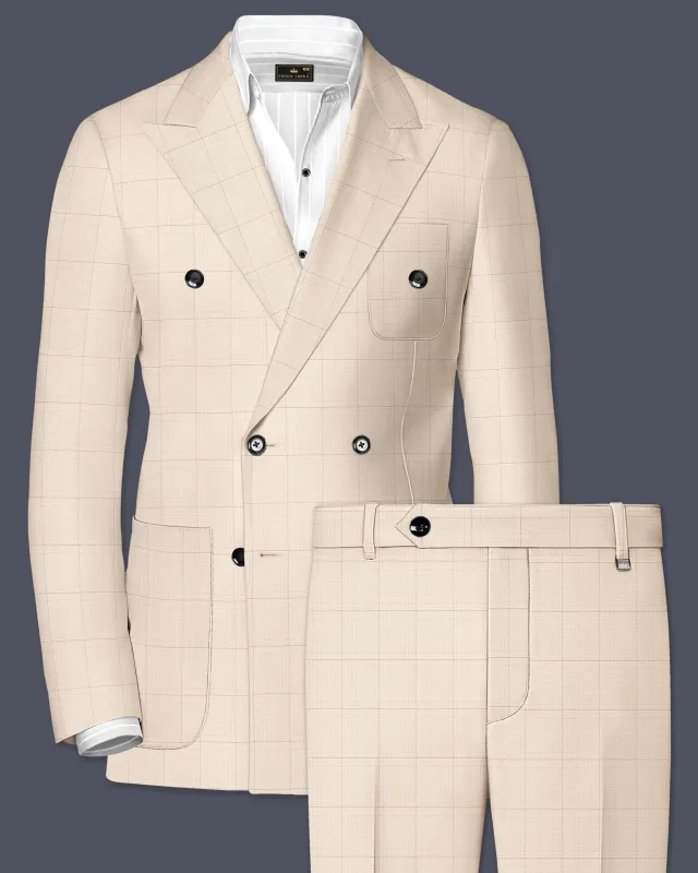 Bronco Cream Windowpane Double Breasted Sports Suit made by French Crown