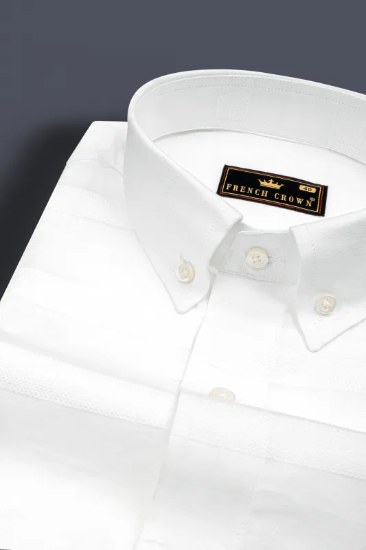 Bright White Dobby Textured Premium Giza Cotton Shirt sold by French Crown