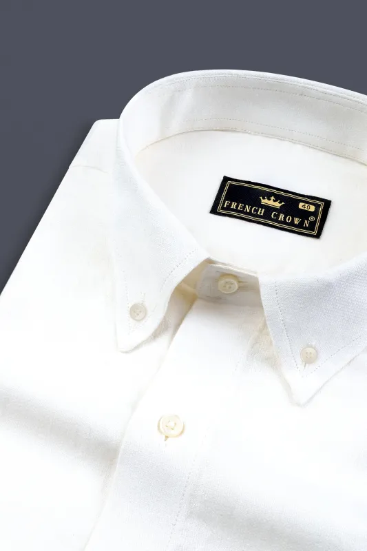 Off White Dobby Textured Premium Giza Cotton Shirt sold by French Crown