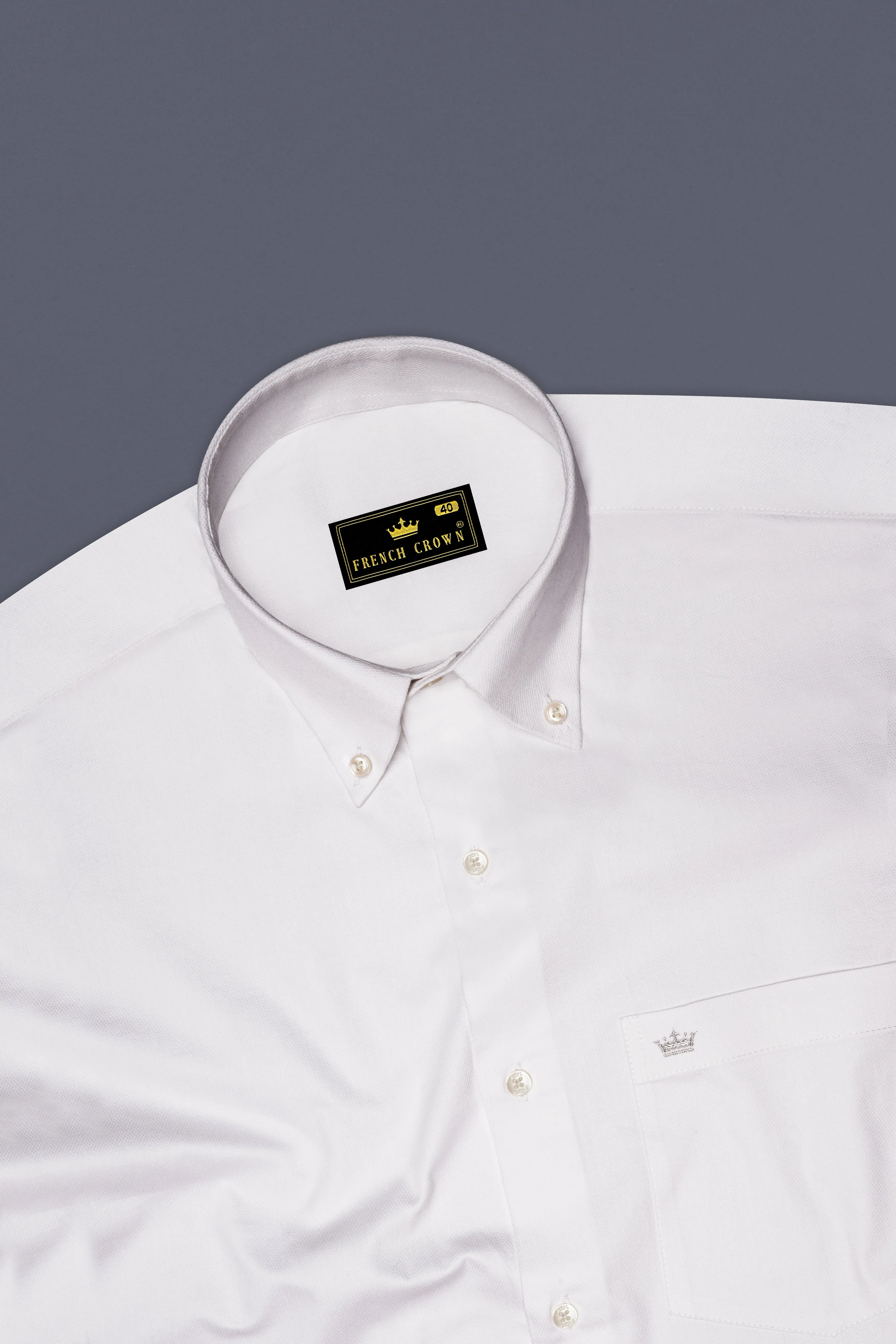 Ivoryx-Bright White Dobby Textured Premium Giza Cotton Button Down Dress Shirt sold by French Crown product image thumbnail 5
