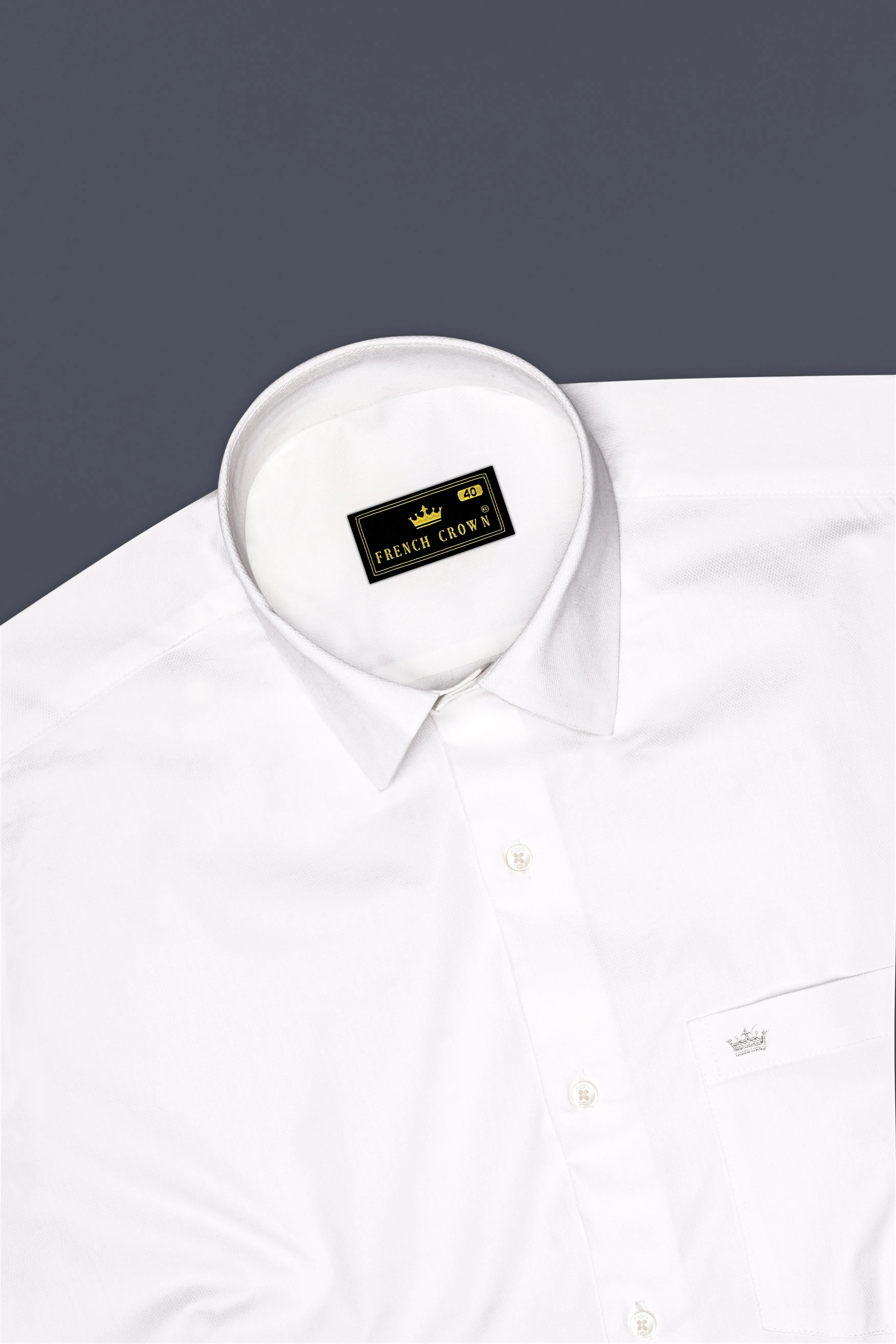 Ivoryx-Bright White Dobby Textured Premium Giza Cotton Dress Shirt sold by French Crown product image thumbnail 5