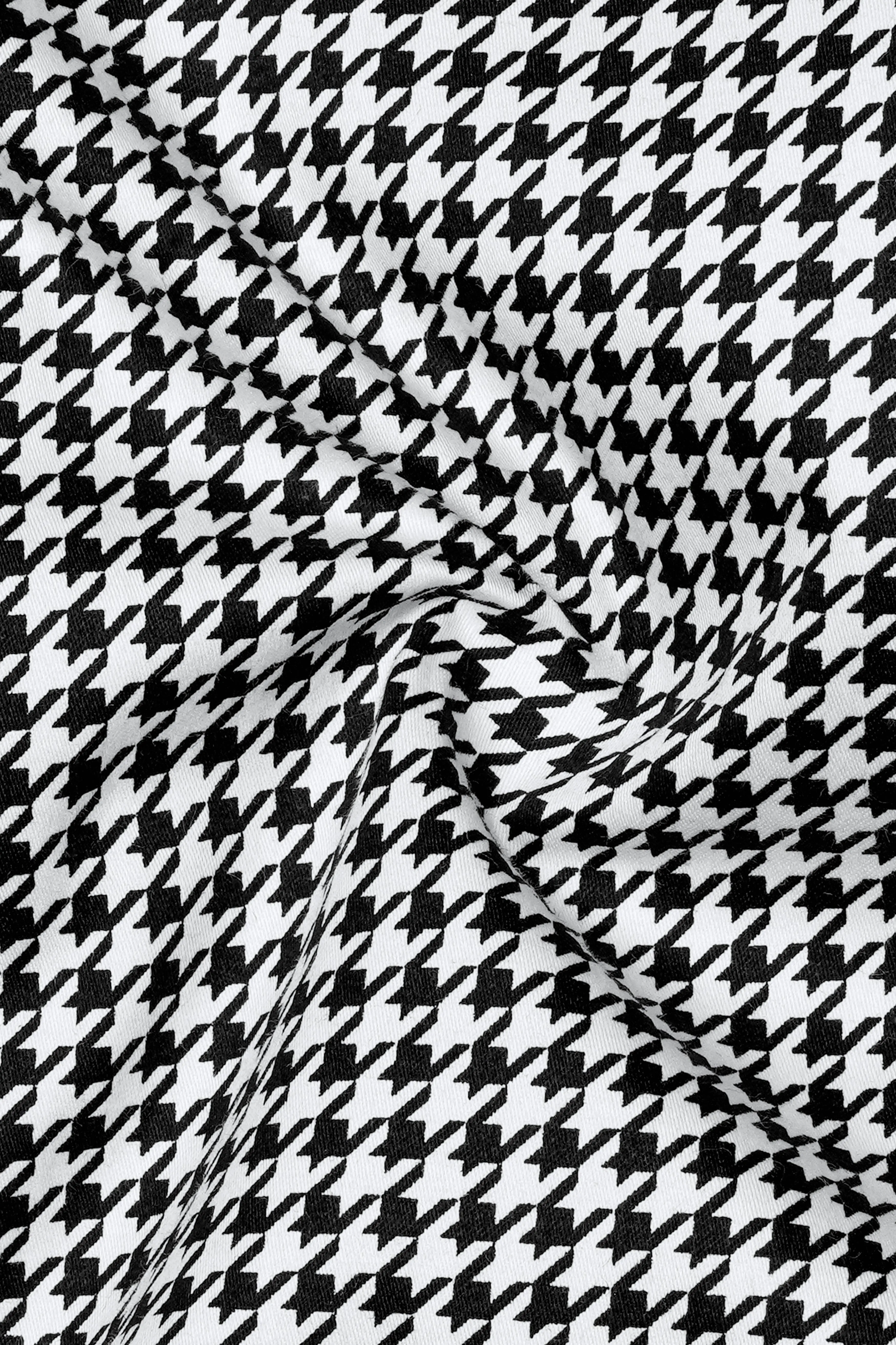 Regalis-Jade Black And Bright White Houndstooth Printed Super Soft Premium Cotton Dress Button Down Shirt sold by French Crown product image thumbnail 3