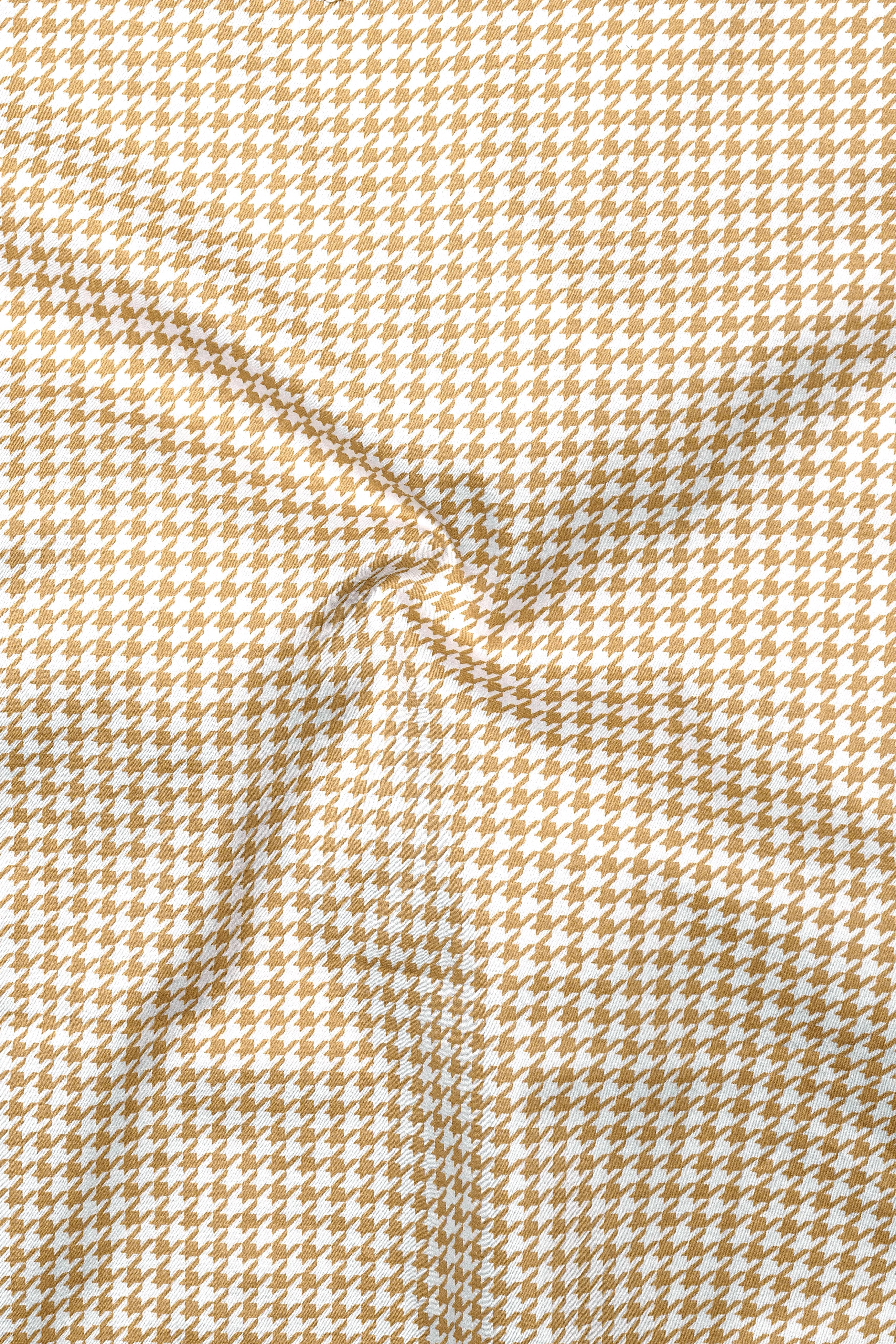 Rustiq-Barley Brown And Bright White Houndstooth Printed Subtle Sheen Super Soft Premium Cotton Dress Shirt sold by French Crown product image thumbnail 3