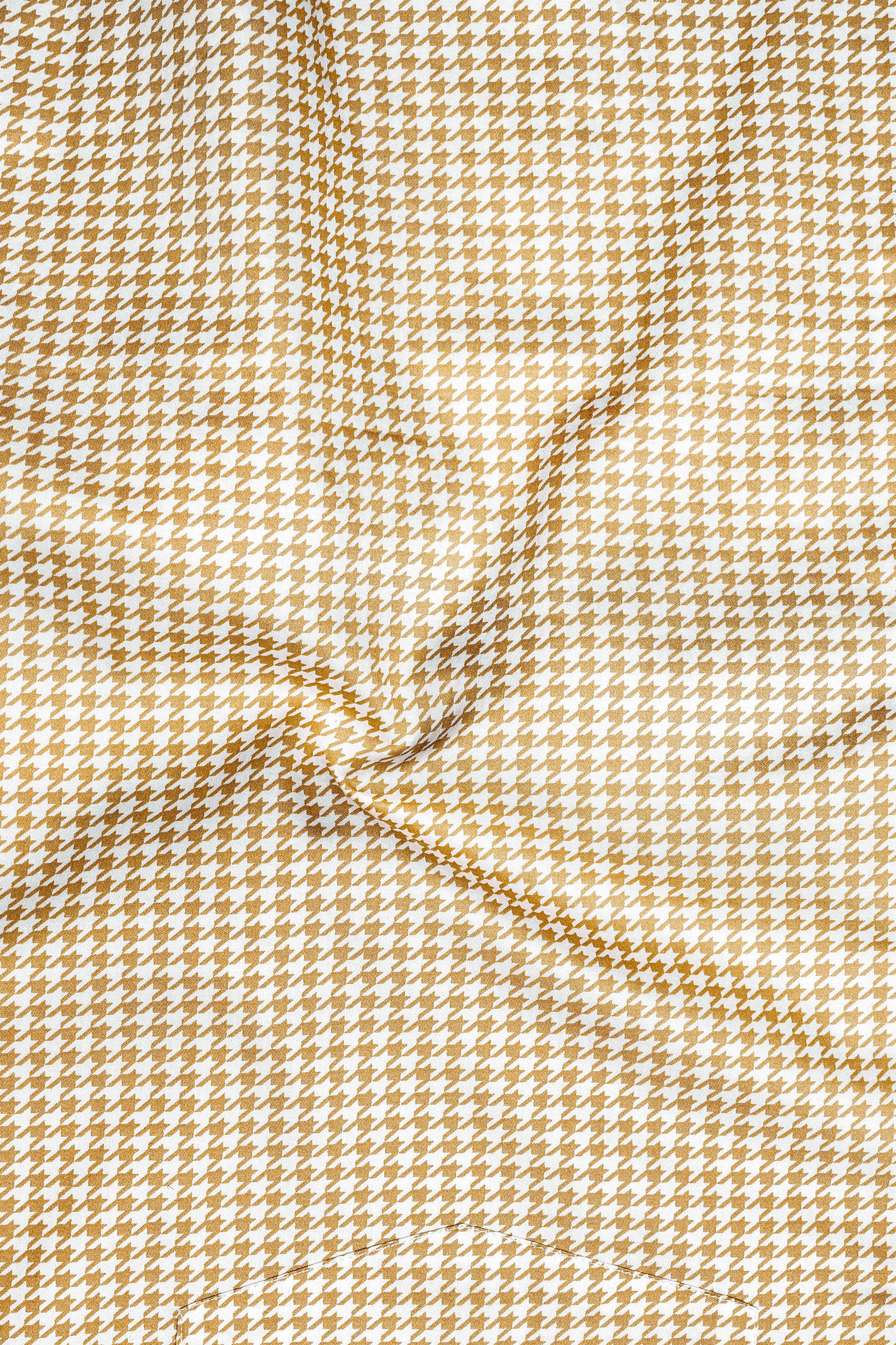 Rustiq-Barley Brown And Bright White Houndstooth Printed Super Soft Premium Cotton Dress Shirt sold by French Crown product image thumbnail 3