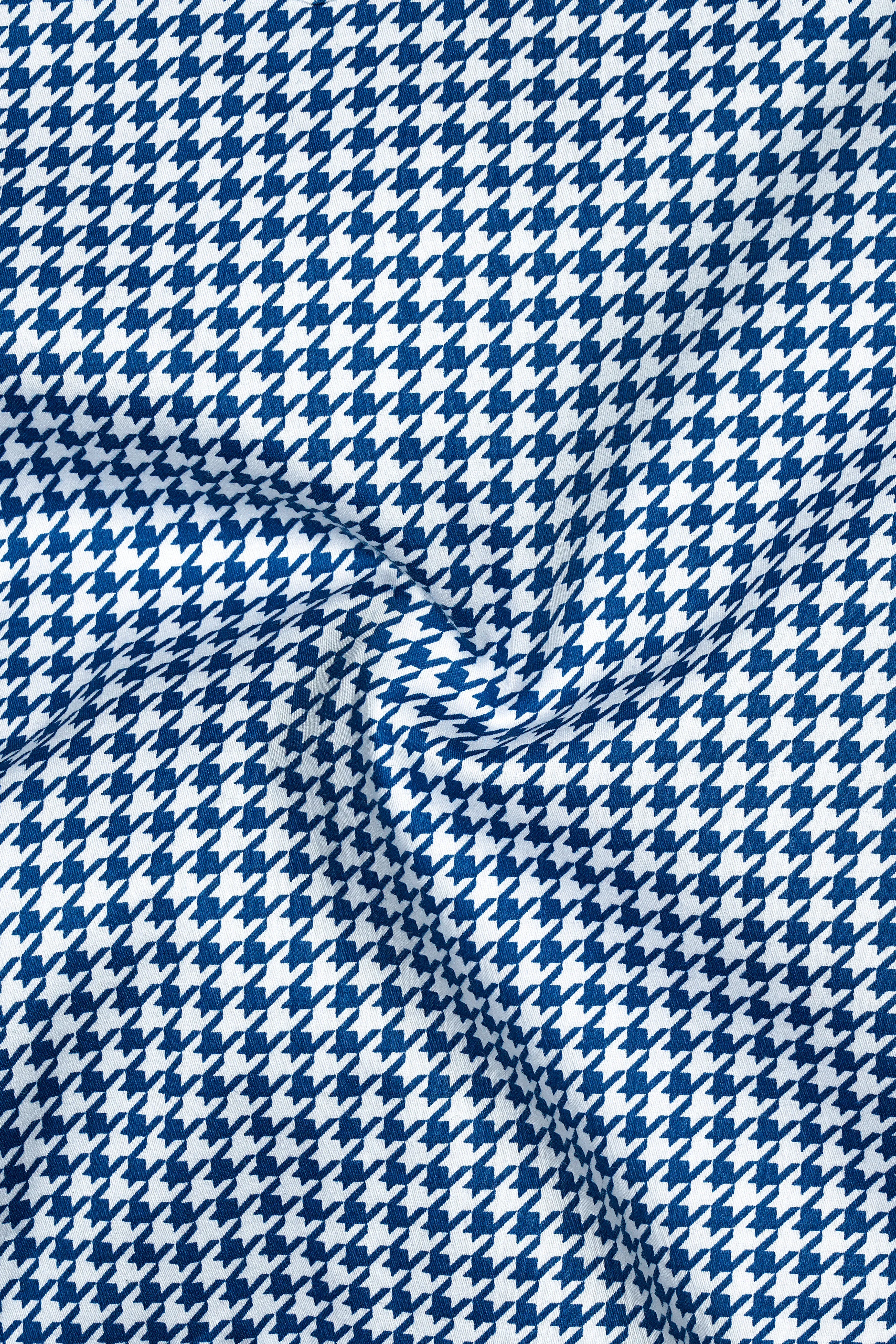 Creston-Lapis Blue And Bright White Houndstooth Printed Super Soft Premium Cotton Dress Shirt sold by French Crown product image thumbnail 3
