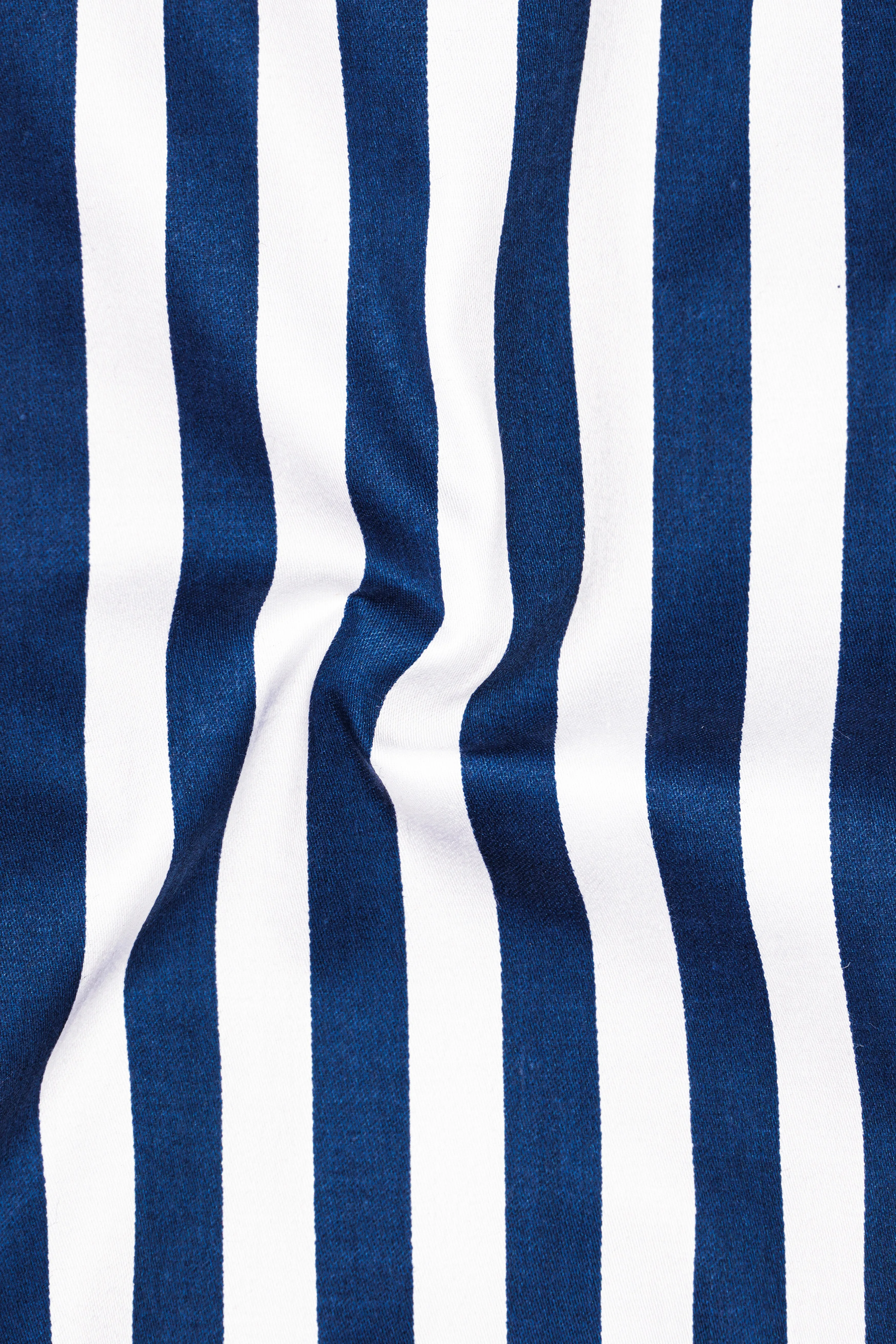 Tailiq-Regal Blue and Bright White Striped Super Soft Premium Cotton Dress Shirt sold by French Crown product image thumbnail 3