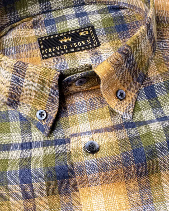 Biscay Blue with Porsche Twill Plaid Premium Cotton Shirt sold by French Crown