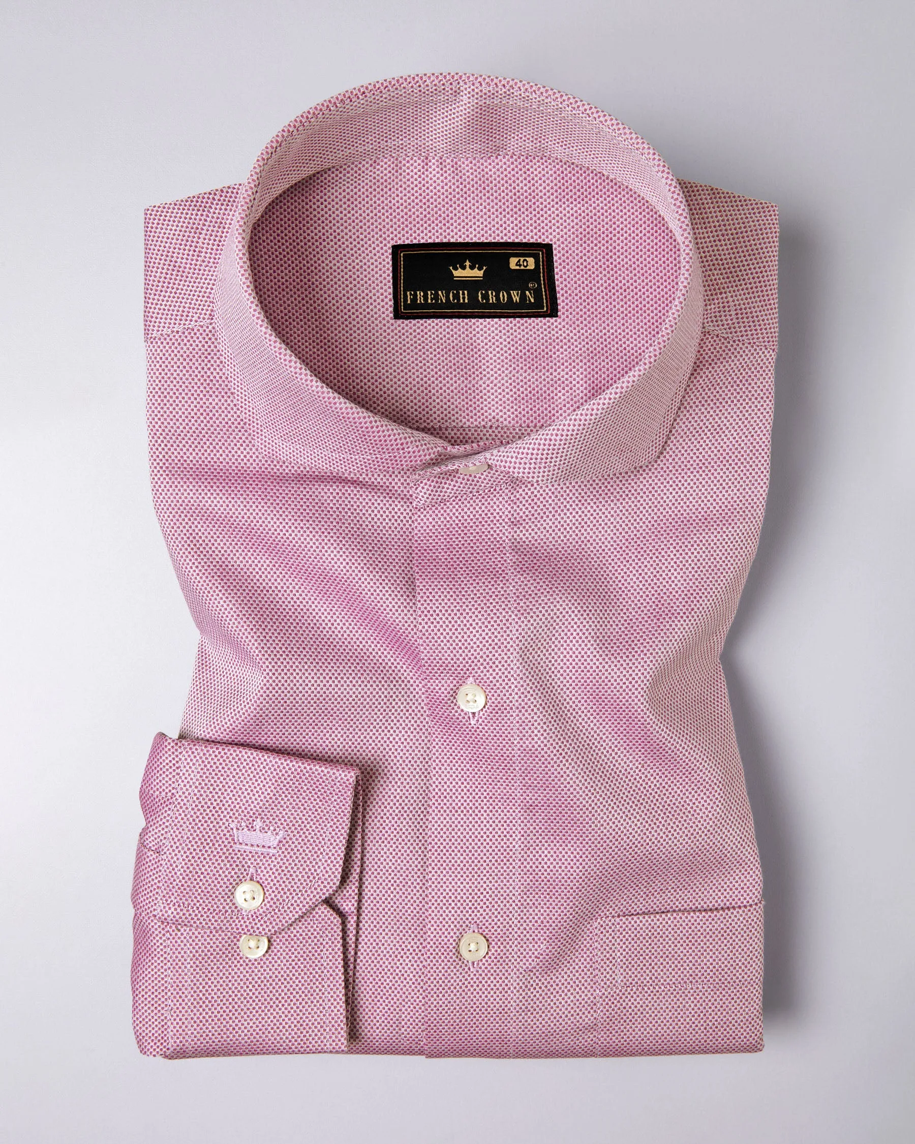 Purple Dobby Textured Premium Giza Cotton Shirt sold by French Crown product image thumbnail 4