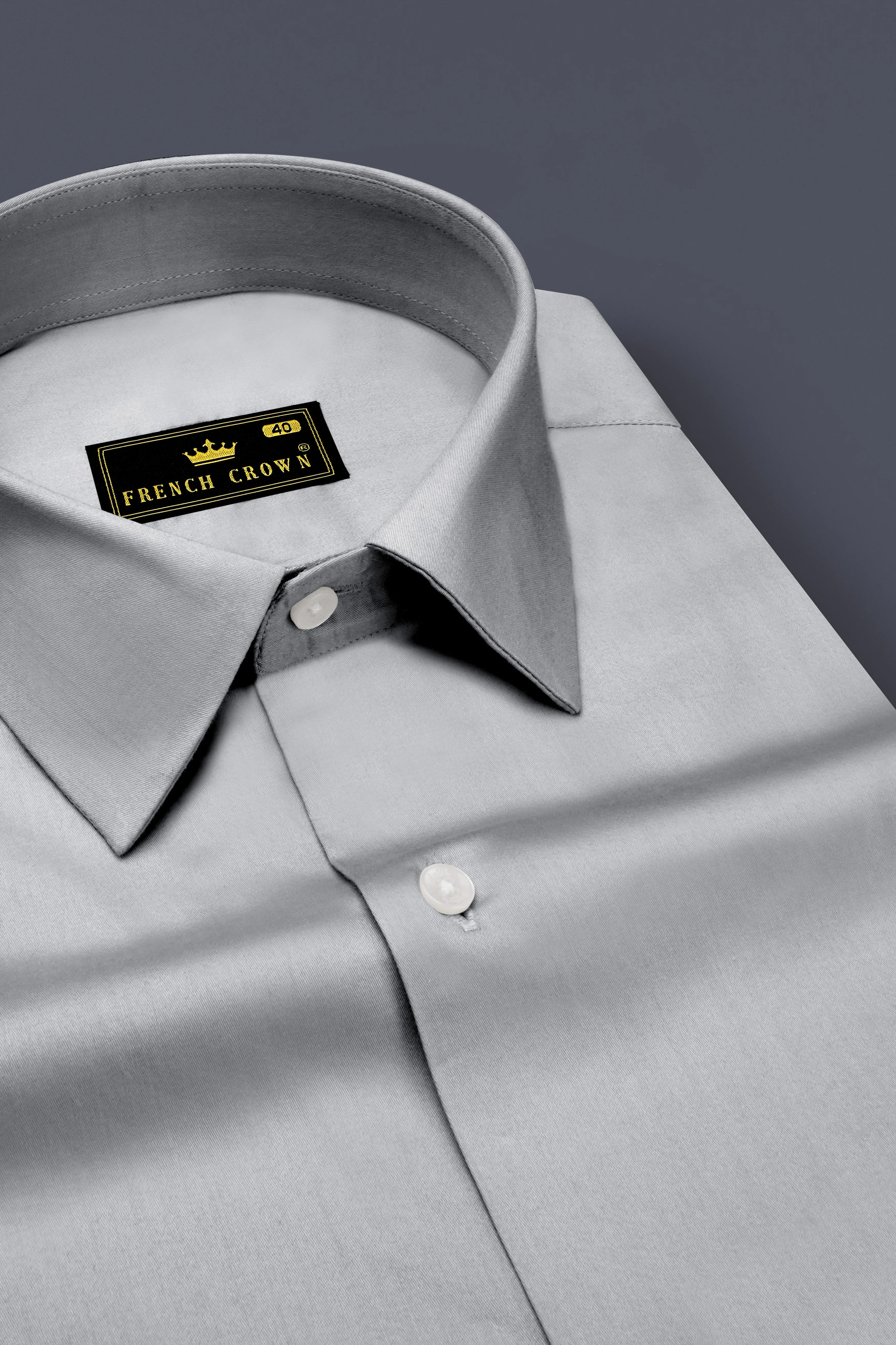 Silvoro-Celeste Gray Subtle Sheen Super Soft Premium Cotton Dress Shirt sold by French Crown product image thumbnail 2