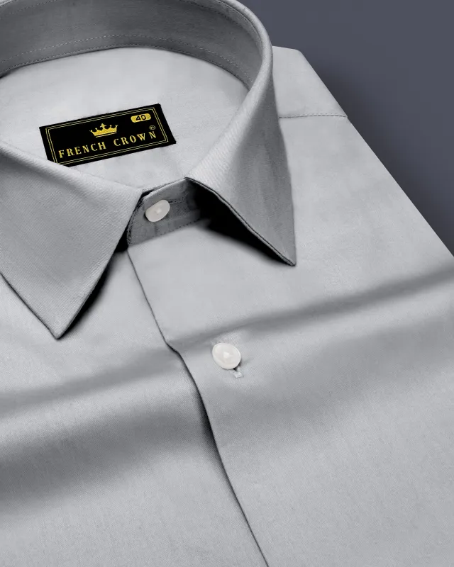 Silvoro-Celeste Gray Subtle Sheen Super Soft Premium Cotton Dress Shirt sold by French Crown