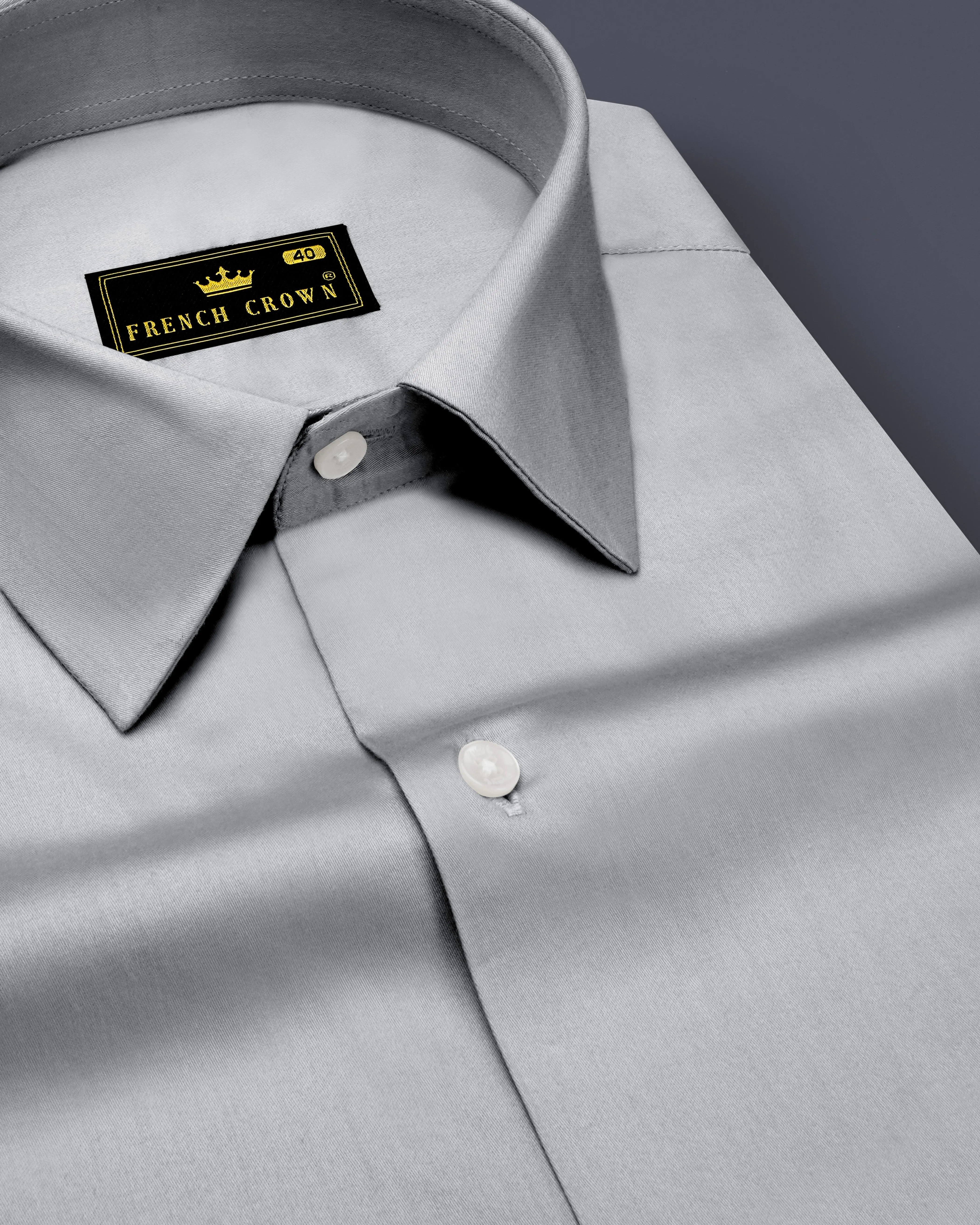 Silvoro-Celeste Gray Subtle Sheen Super Soft Premium Cotton Dress Shirt sold by French Crown