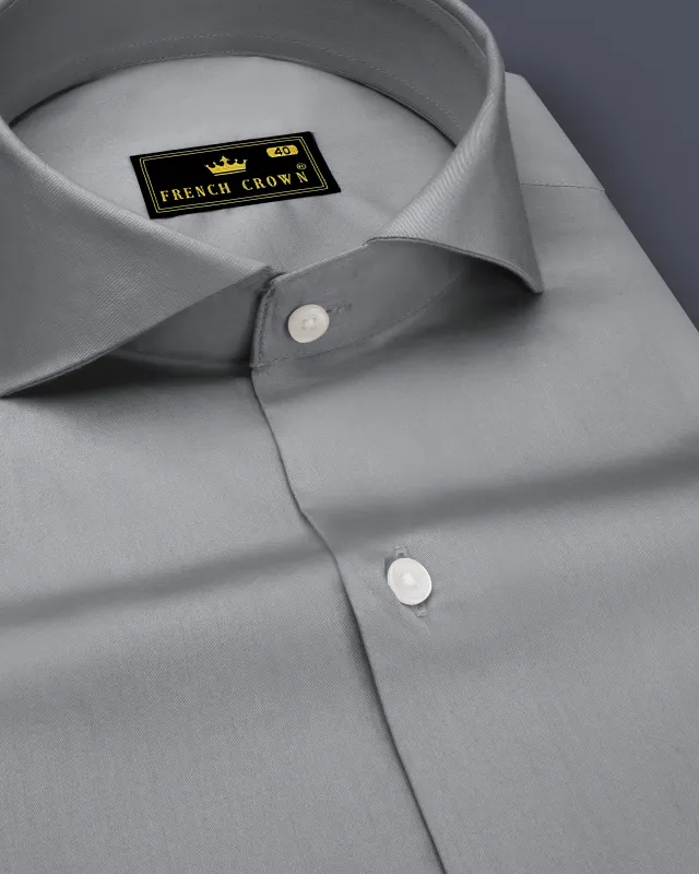 Silvoro-Celeste Gray Subtle Sheen Super Soft Premium Cotton Cut Away Collar Dress Shirt sold by French Crown