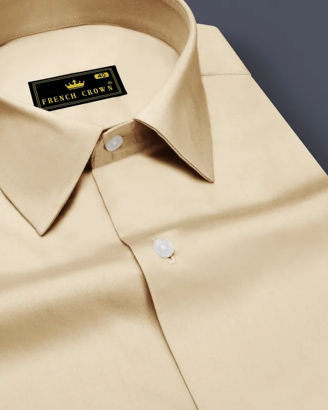 Vanoro-Almond Cream Subtle Sheen Super Soft Premium Cotton Dress Shirt sold by French Crown