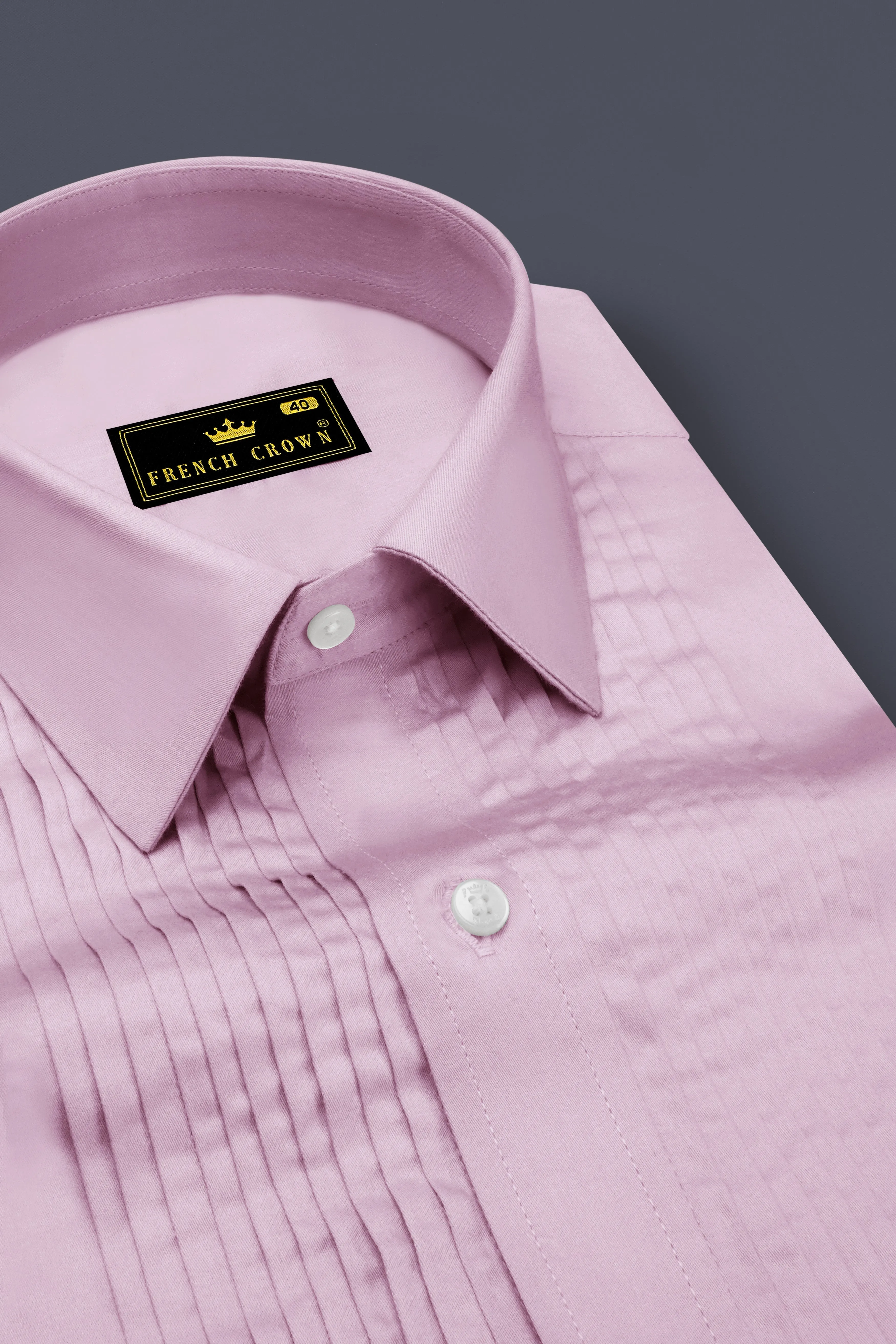 Lustraro-Azalea Pink Subtle Sheen Super Soft Premium Cotton Tuxedo Shirt sold by French Crown product image thumbnail 4