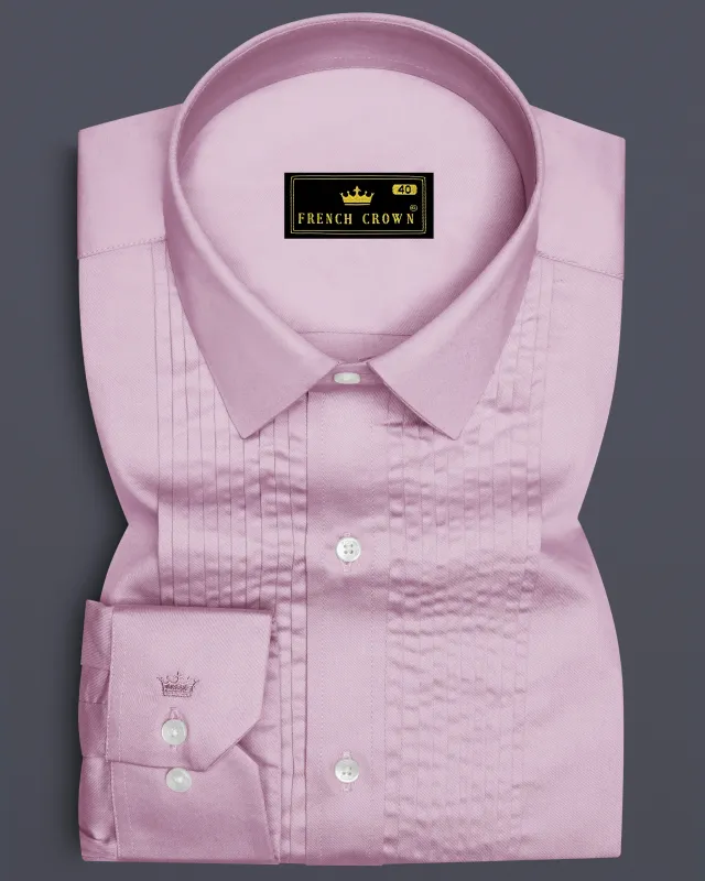 Lustraro-Azalea Pink Subtle Sheen Super Soft Premium Cotton Tuxedo Shirt sold by French Crown