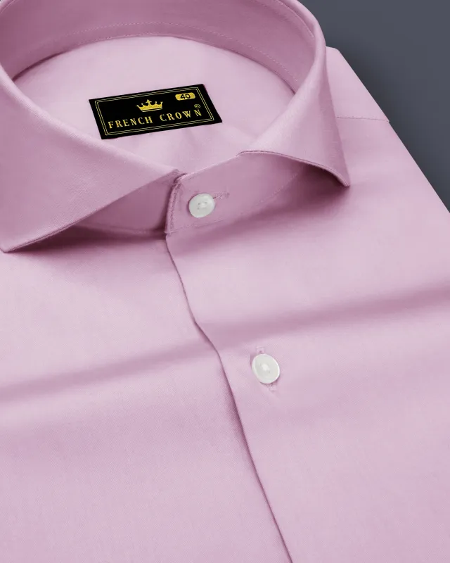 Lustraro-Azalea Pink Subtle Sheen Super Soft Premium Cotton Cut Away Collar Dress Shirt sold by French Crown