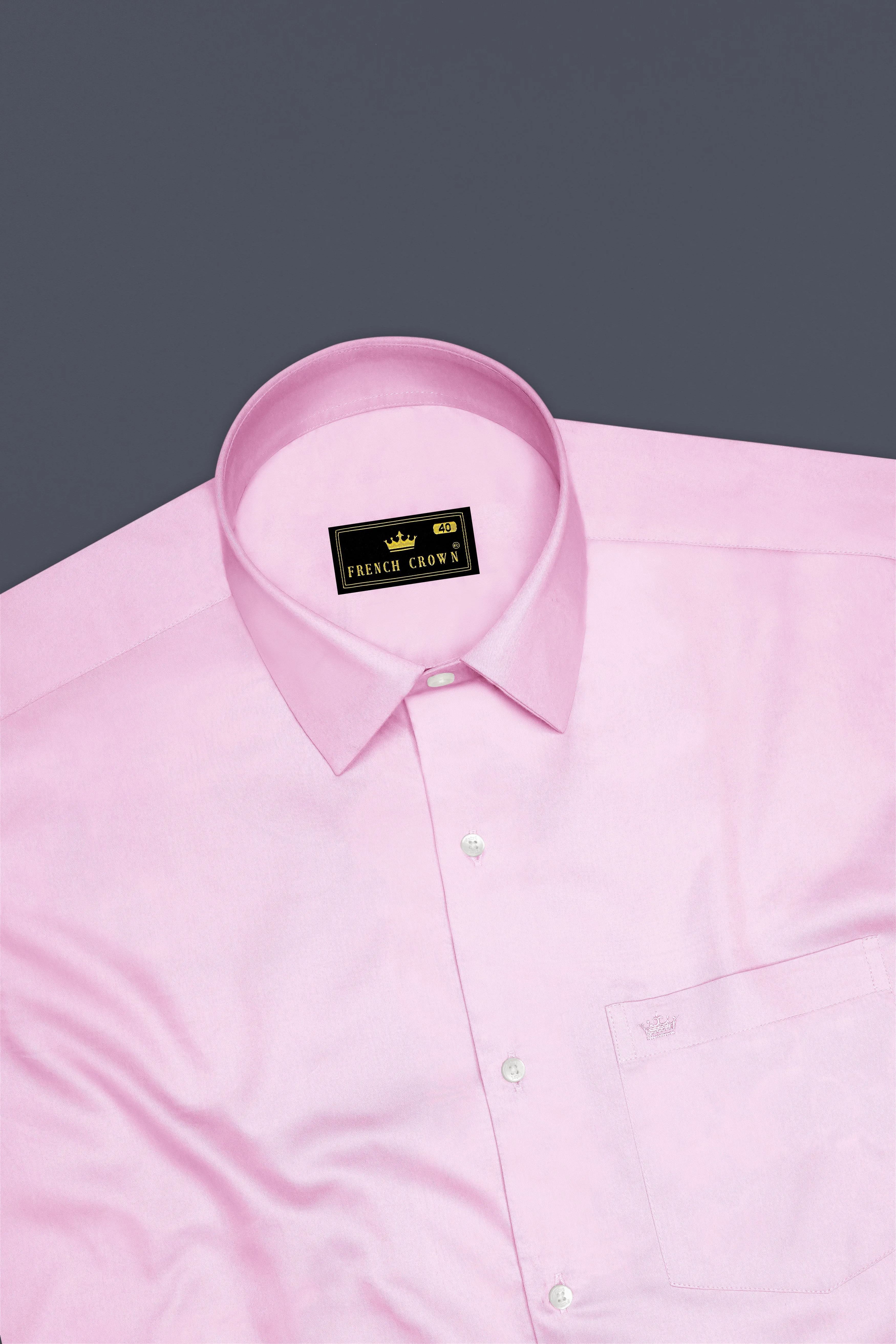 Rosevo-Pastel Pink Subtle Sheen Super Soft Premium Cotton Dress Shirt sold by French Crown product image thumbnail 5