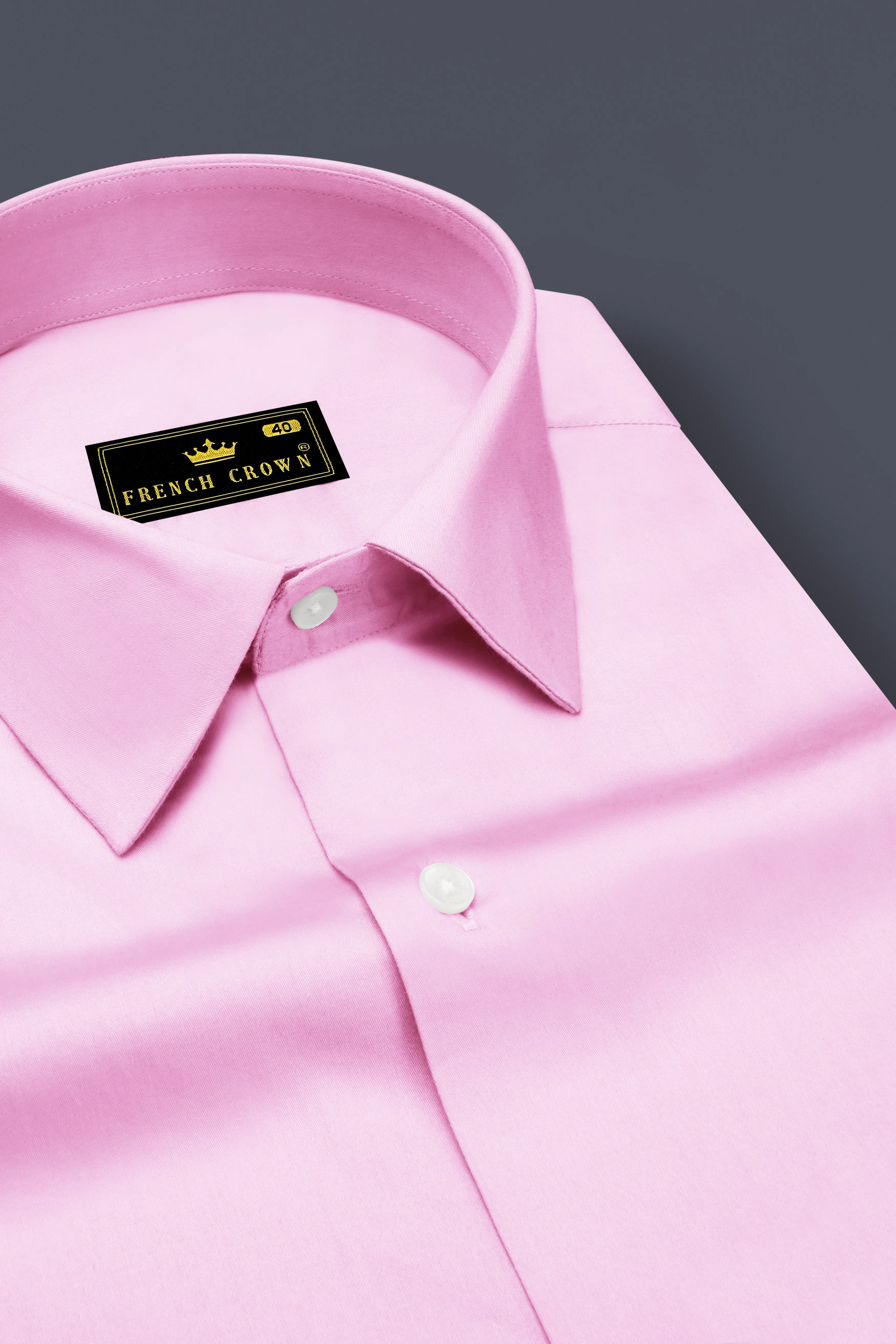 Rosevo-Pastel Pink Subtle Sheen Super Soft Premium Cotton Dress Shirt sold by French Crown product image thumbnail 2