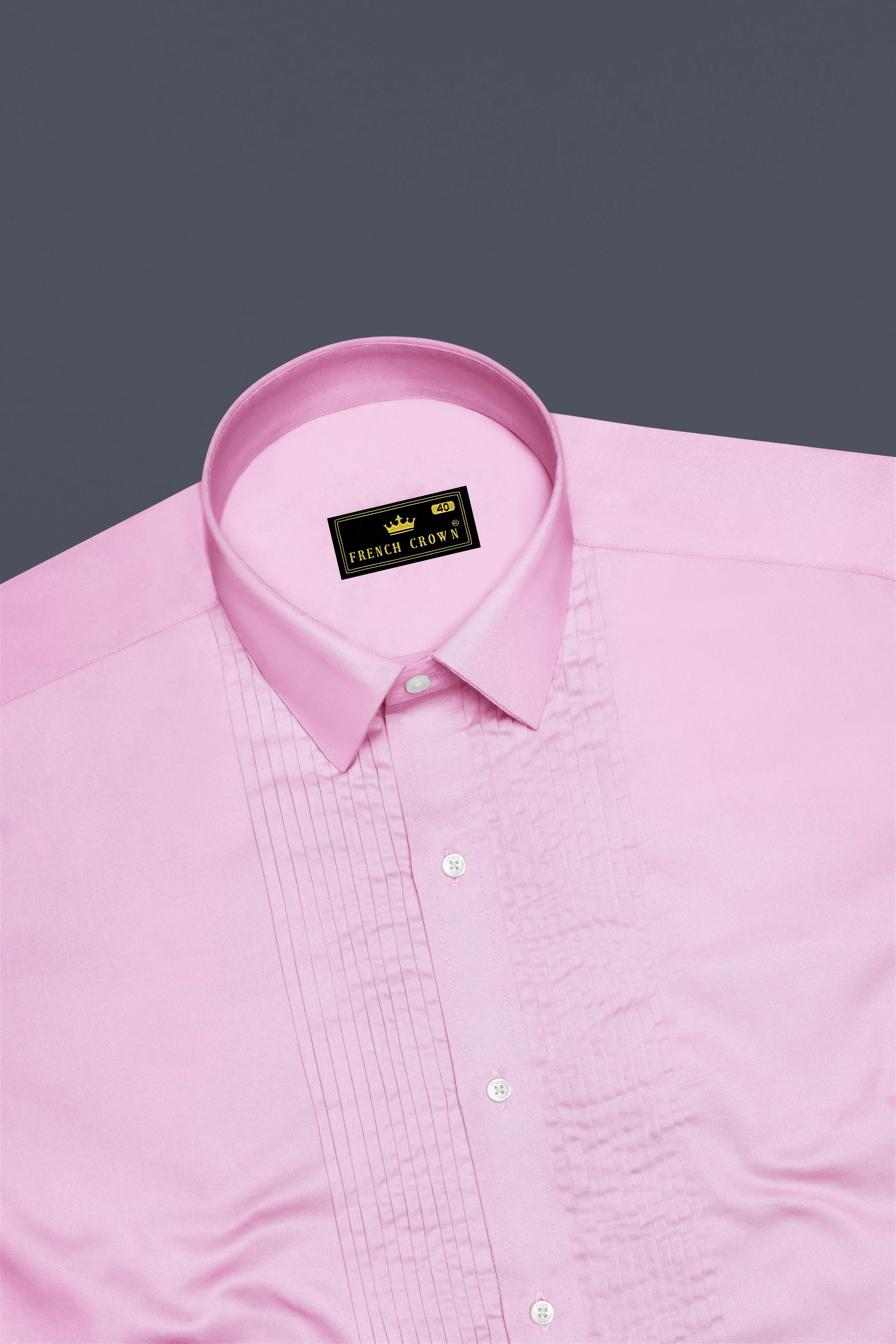 Rosevo-Pastel Pink Subtle Sheen Super Soft Premium Cotton Tuxedo Shirt sold by French Crown product image thumbnail 5