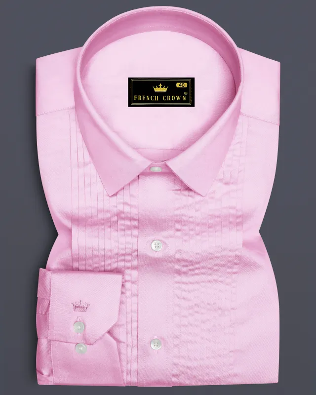 Rosevo-Pastel Pink Subtle Sheen Super Soft Premium Cotton Tuxedo Shirt sold by French Crown