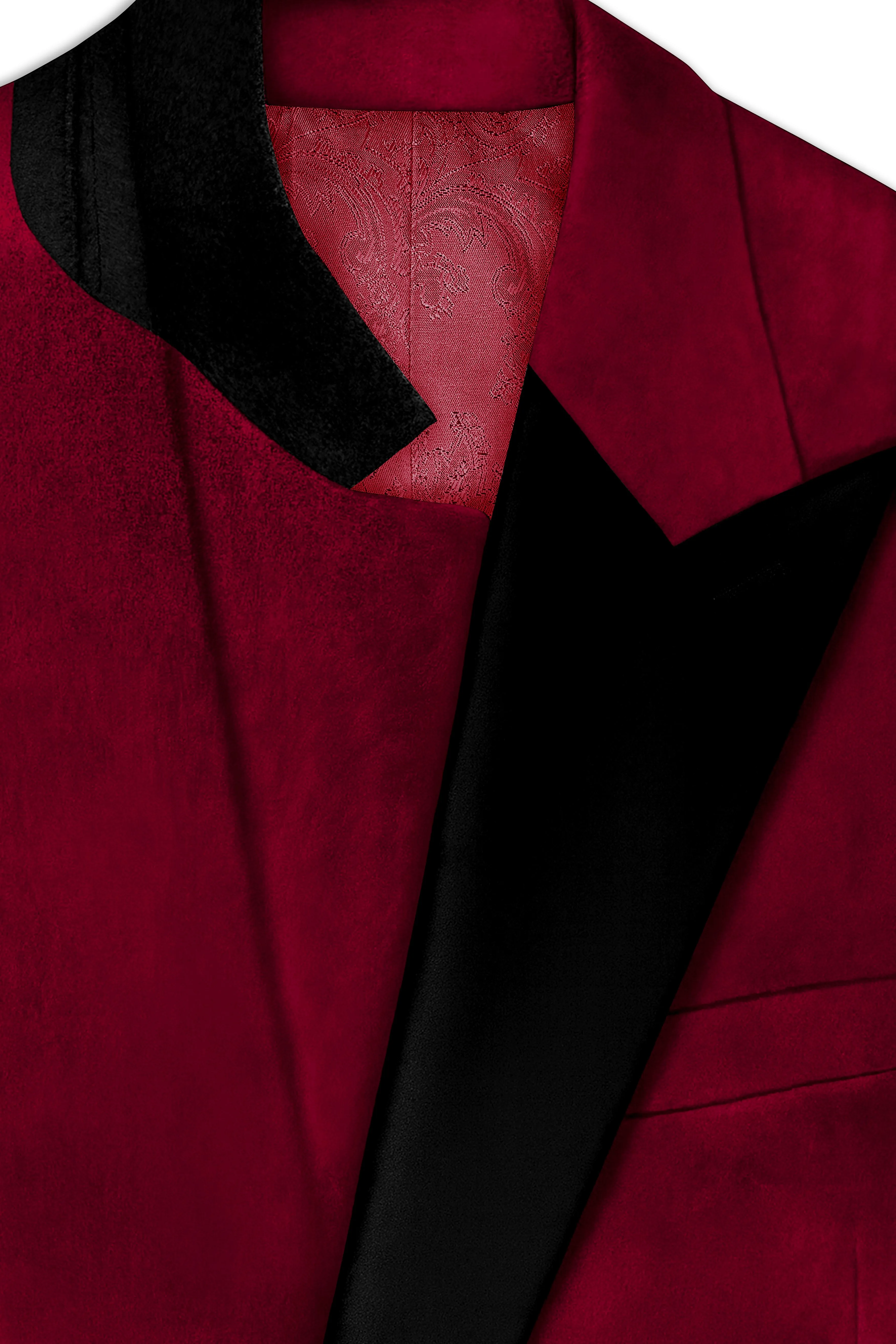 Marcrest-Castro maroon Velvet Peak Lapel Tuxedo Suit sold by French Crown product image thumbnail 5