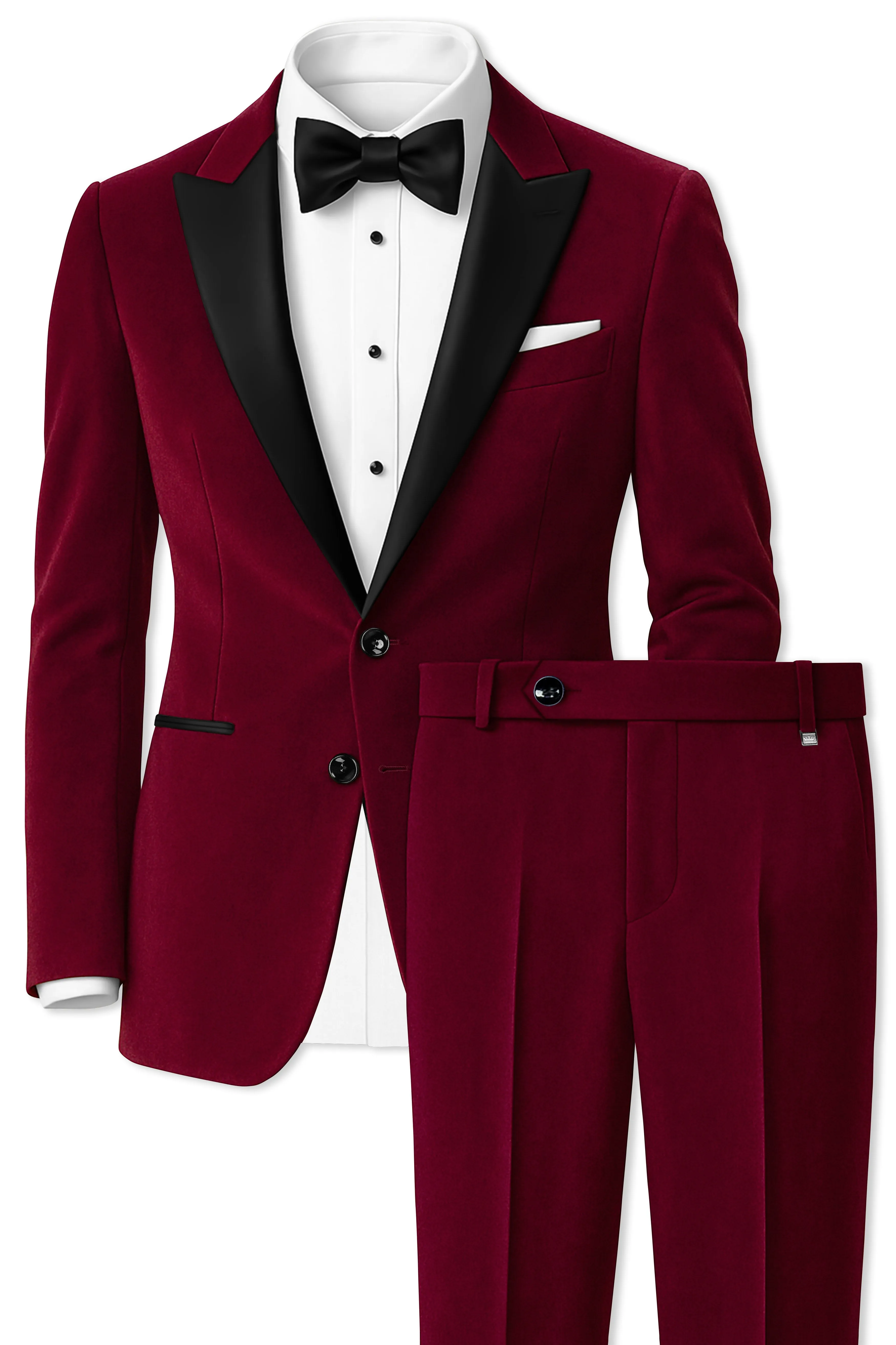 Marcrest-Castro maroon Velvet Peak Lapel Tuxedo Suit sold by French Crown product image thumbnail 2