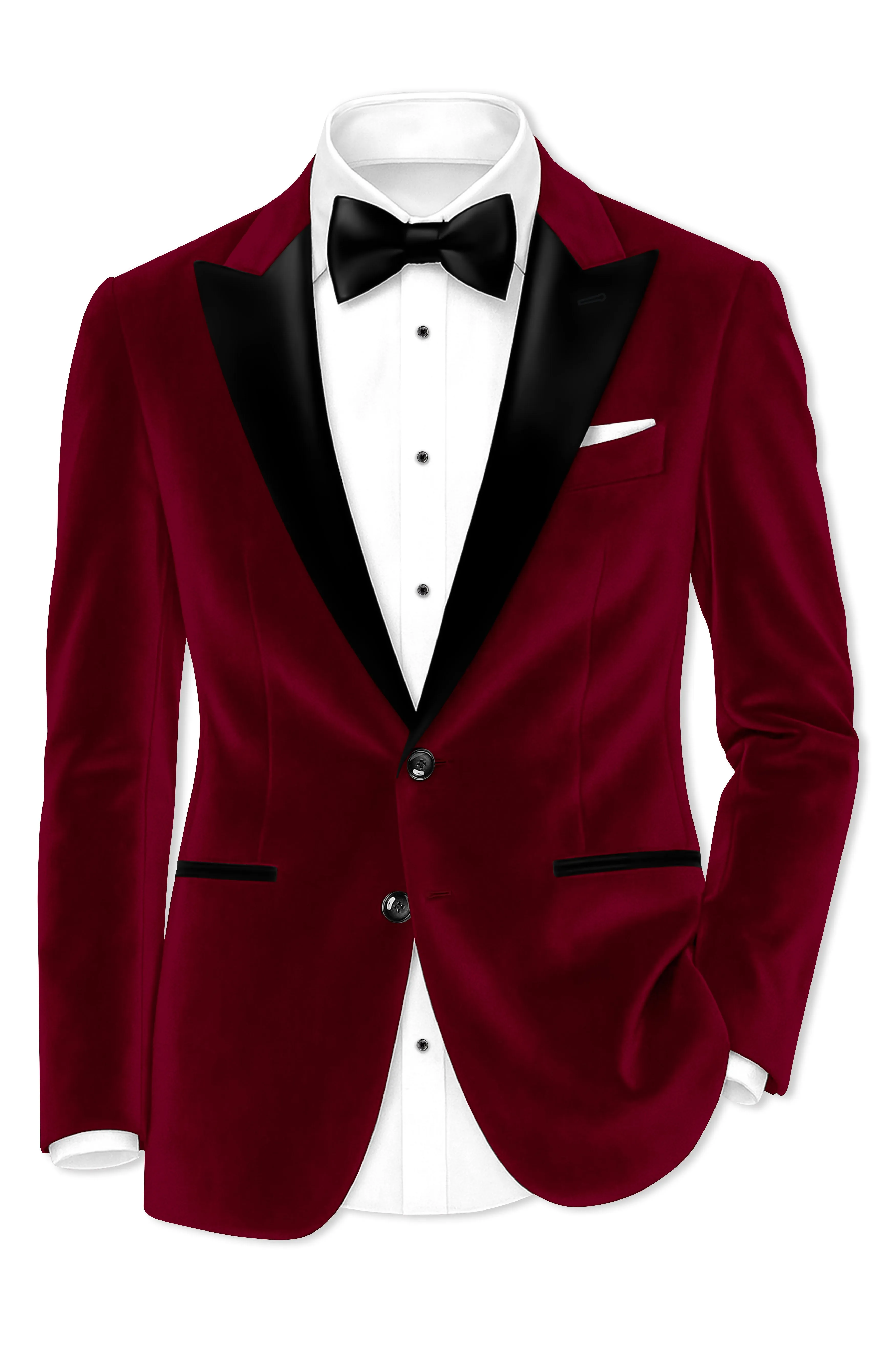 Marcrest-Castro maroon Velvet Peak Lapel Tuxedo Blazer sold by French Crown product image thumbnail 2