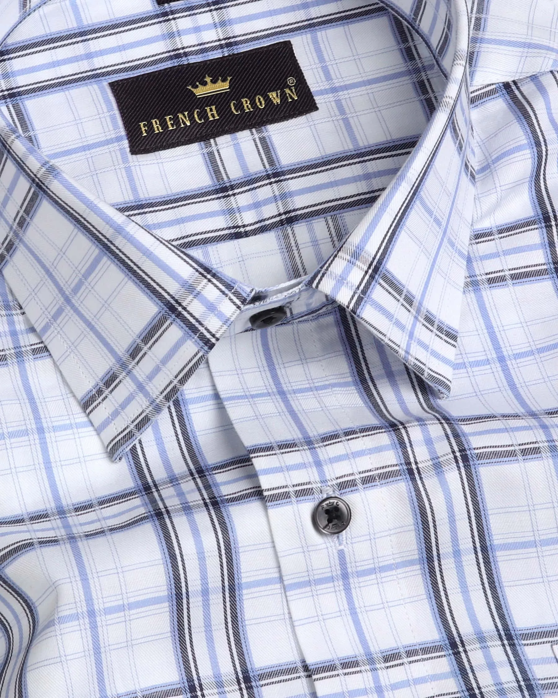 Bright White Plaid Premium Cotton Winter SHIRT sold by French Crown