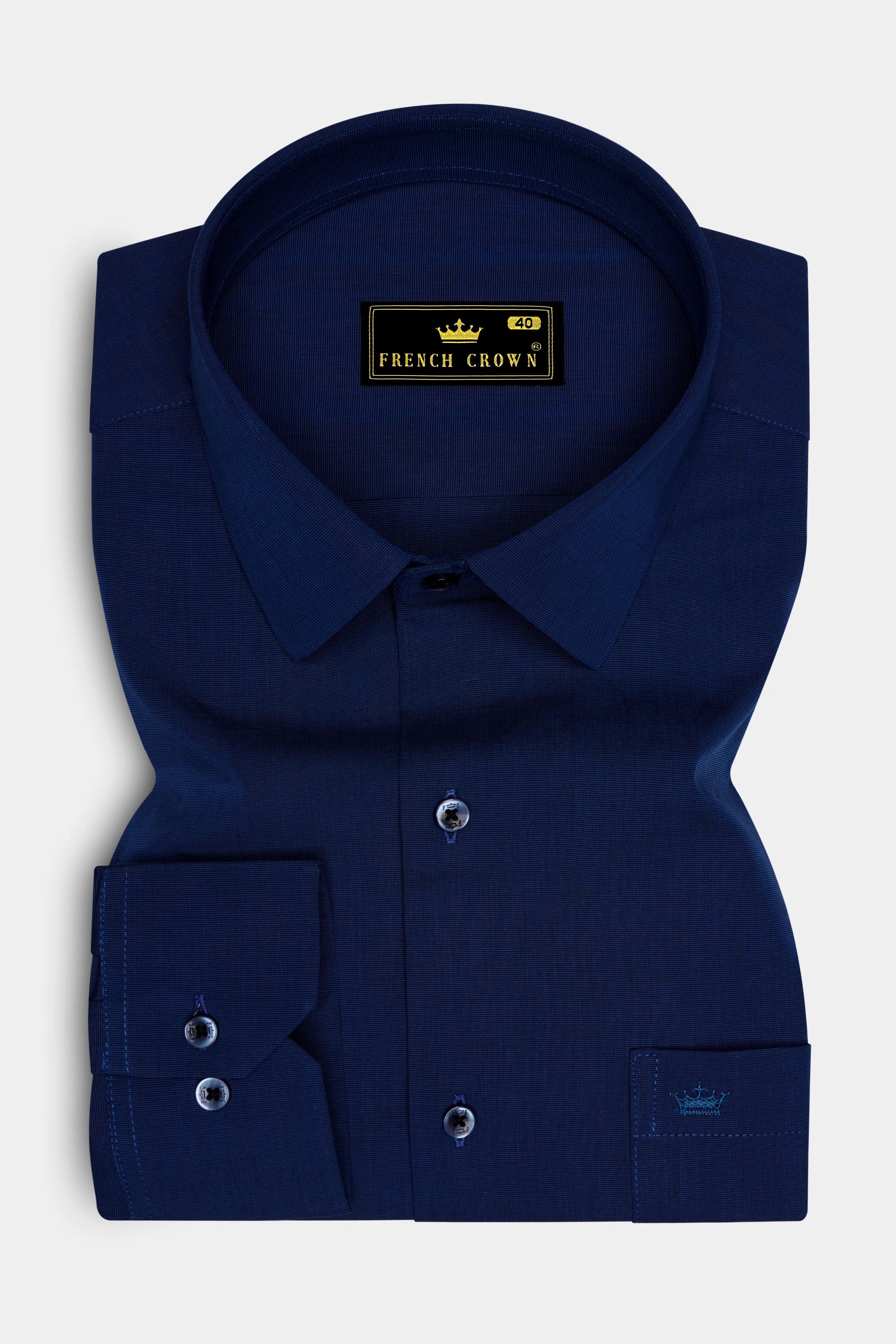 Chamvoro-Mirage Blue Stretchable Chambray Premium Cotton Dress Shirt sold by French Crown product image thumbnail 4
