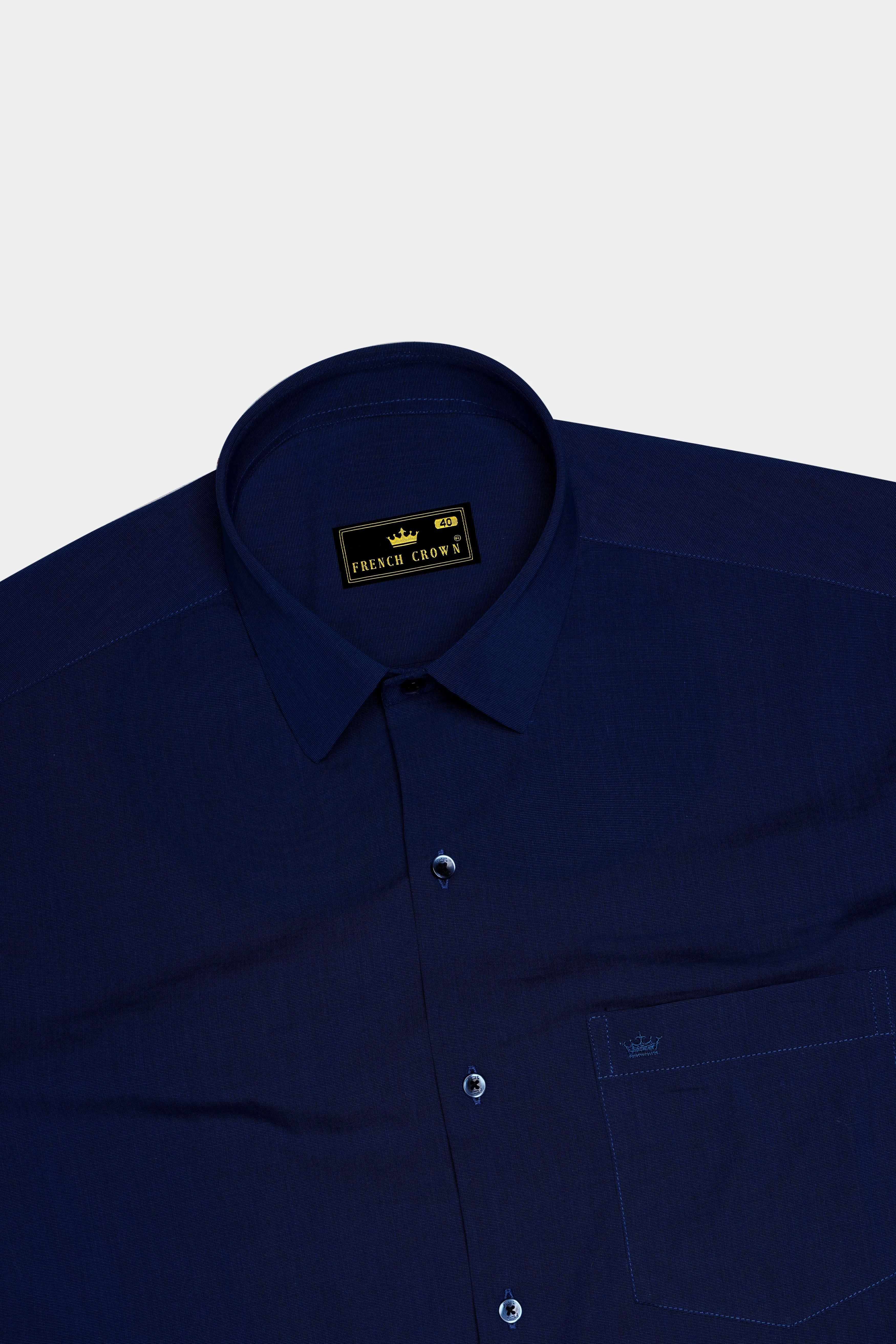 Chamvoro-Mirage Blue Stretchable Chambray Premium Cotton Dress Shirt sold by French Crown product image thumbnail 5