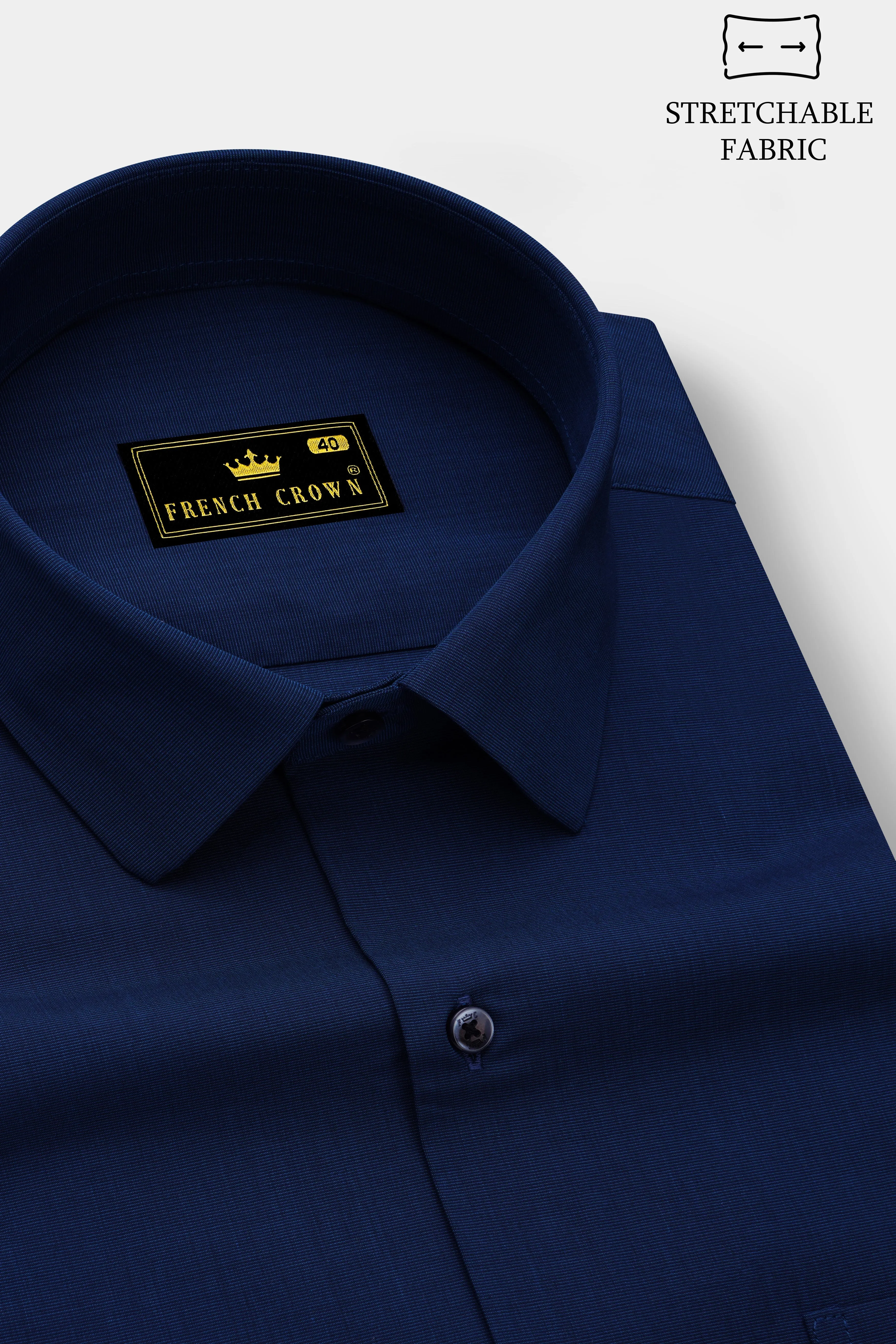 Chamvoro-Mirage Blue Stretchable Chambray Premium Cotton Dress Shirt sold by French Crown product image thumbnail 2