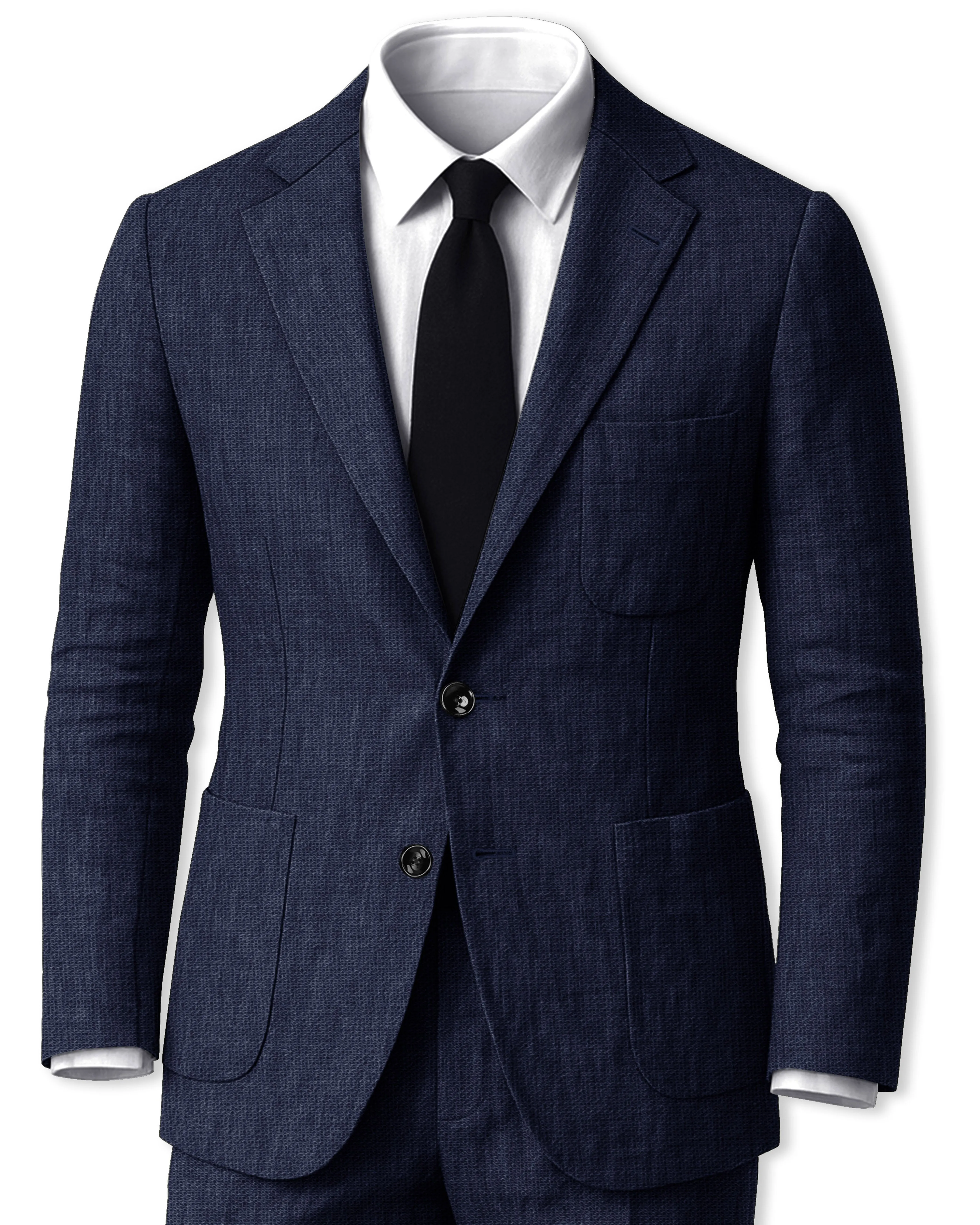 Azurven-Firefly Blue Luxurious Linen Single Breasted Sports Suit sold by French Crown