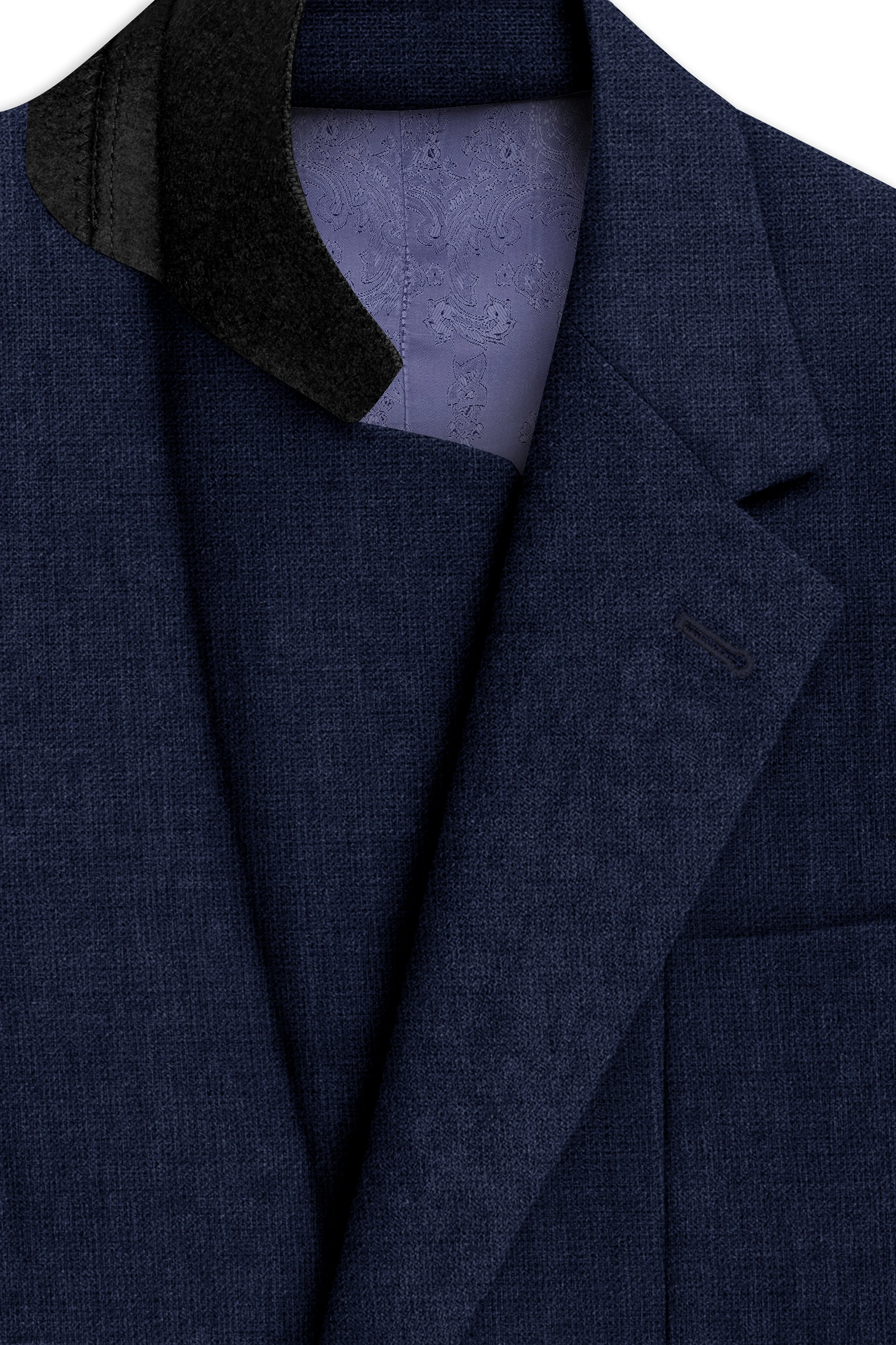Azurven-Firefly Blue Luxurious Linen Single Breasted Sports Suit sold by French Crown product image thumbnail 5