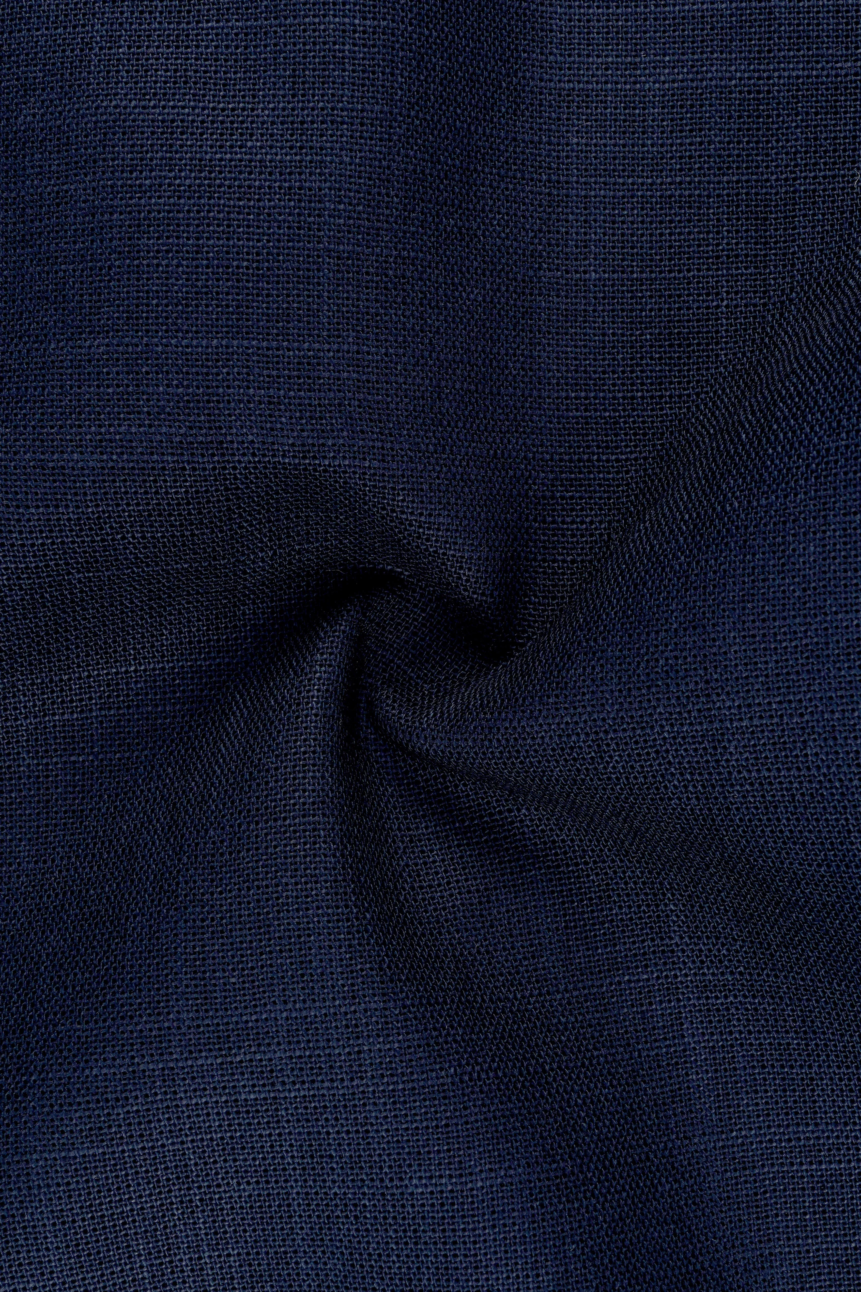 Azurven-Firefly Blue Luxurious Linen Single Breasted Sports Suit sold by French Crown product image thumbnail 3