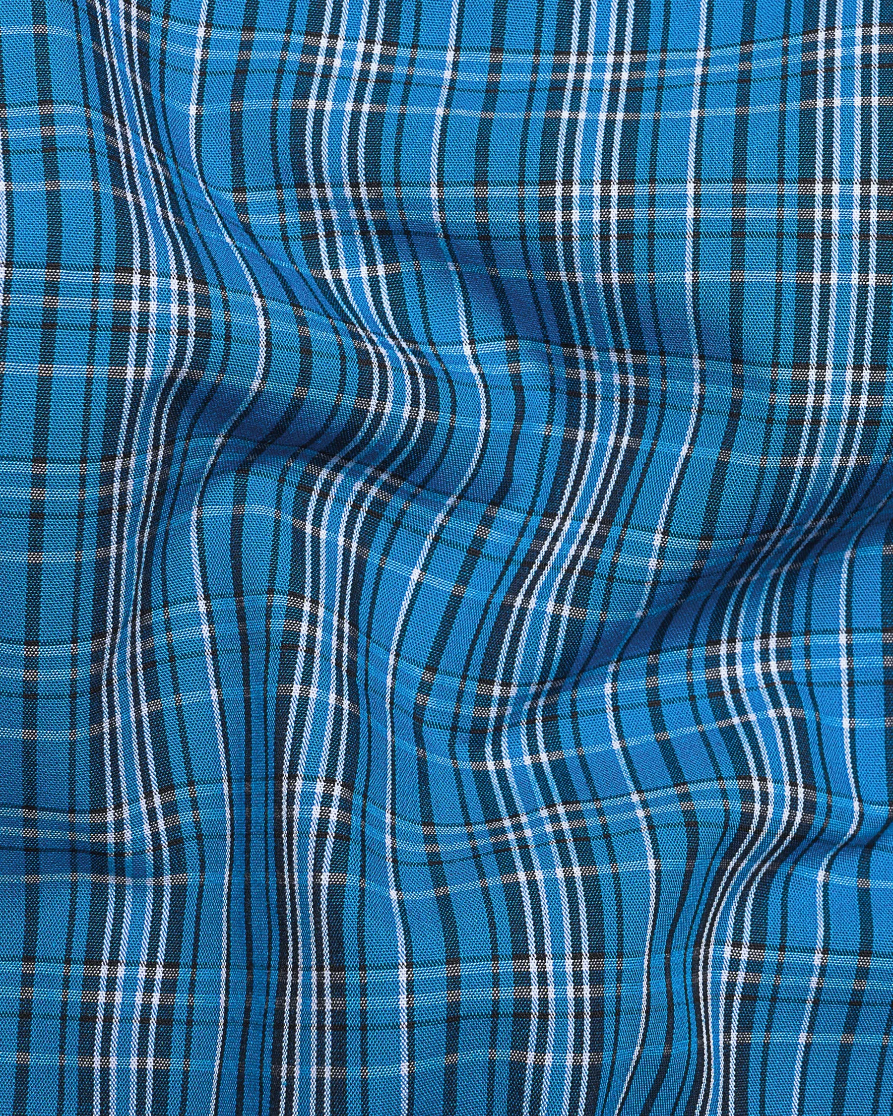 Fun Blue and Shark Black Plaid Premium Cotton Shirt sold by French Crown product image thumbnail 2