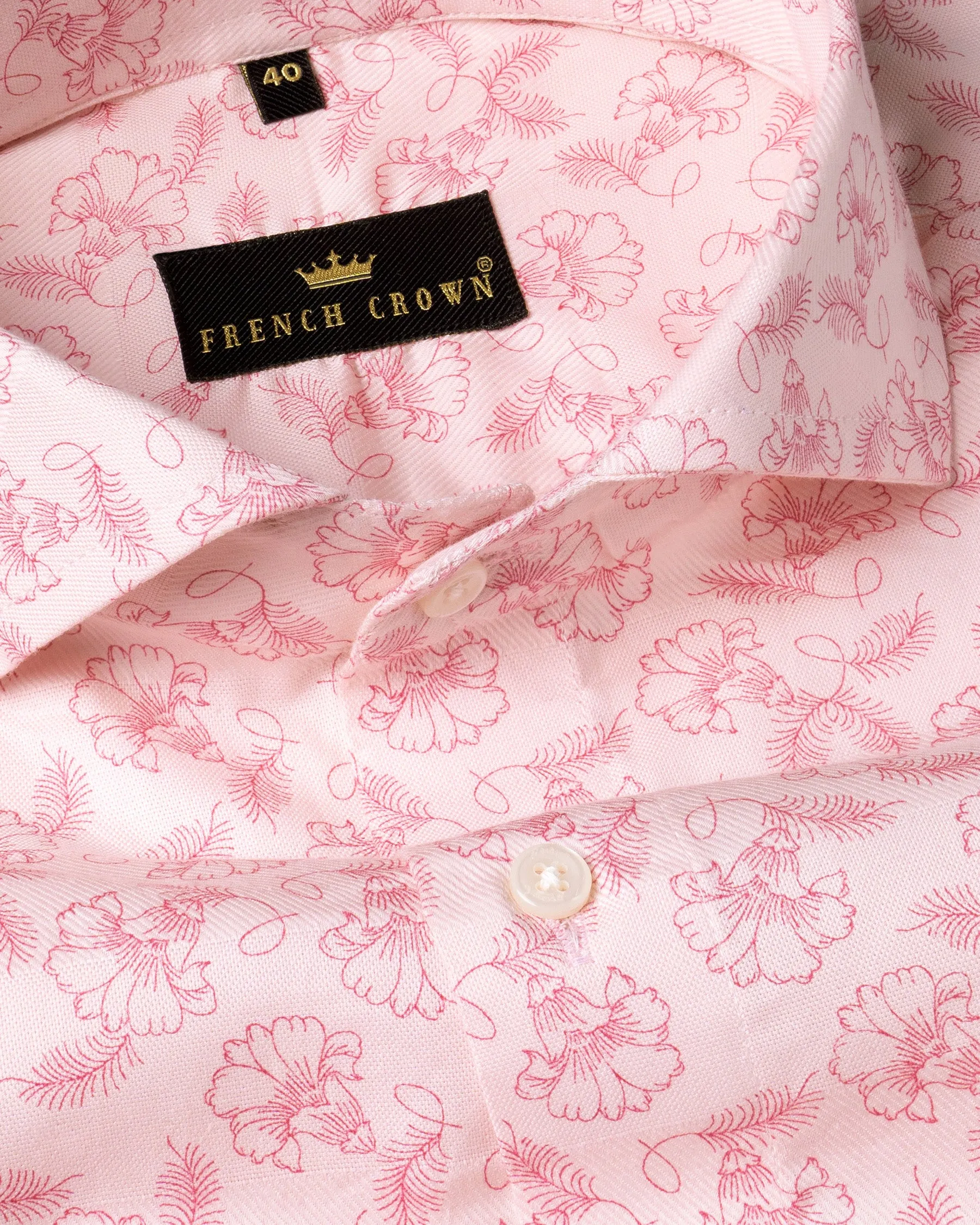 Cherub Pink flowers Printed Premium Cotton Shirt sold by French Crown