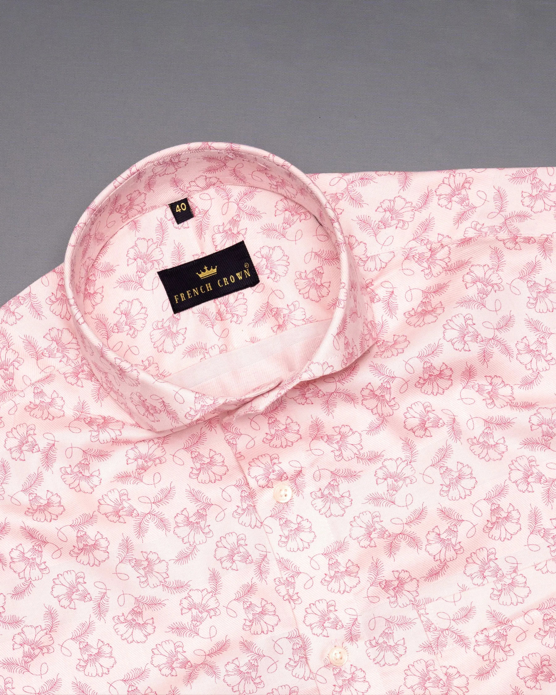 Cherub Pink flowers Printed Premium Cotton Shirt sold by French Crown product image thumbnail 4