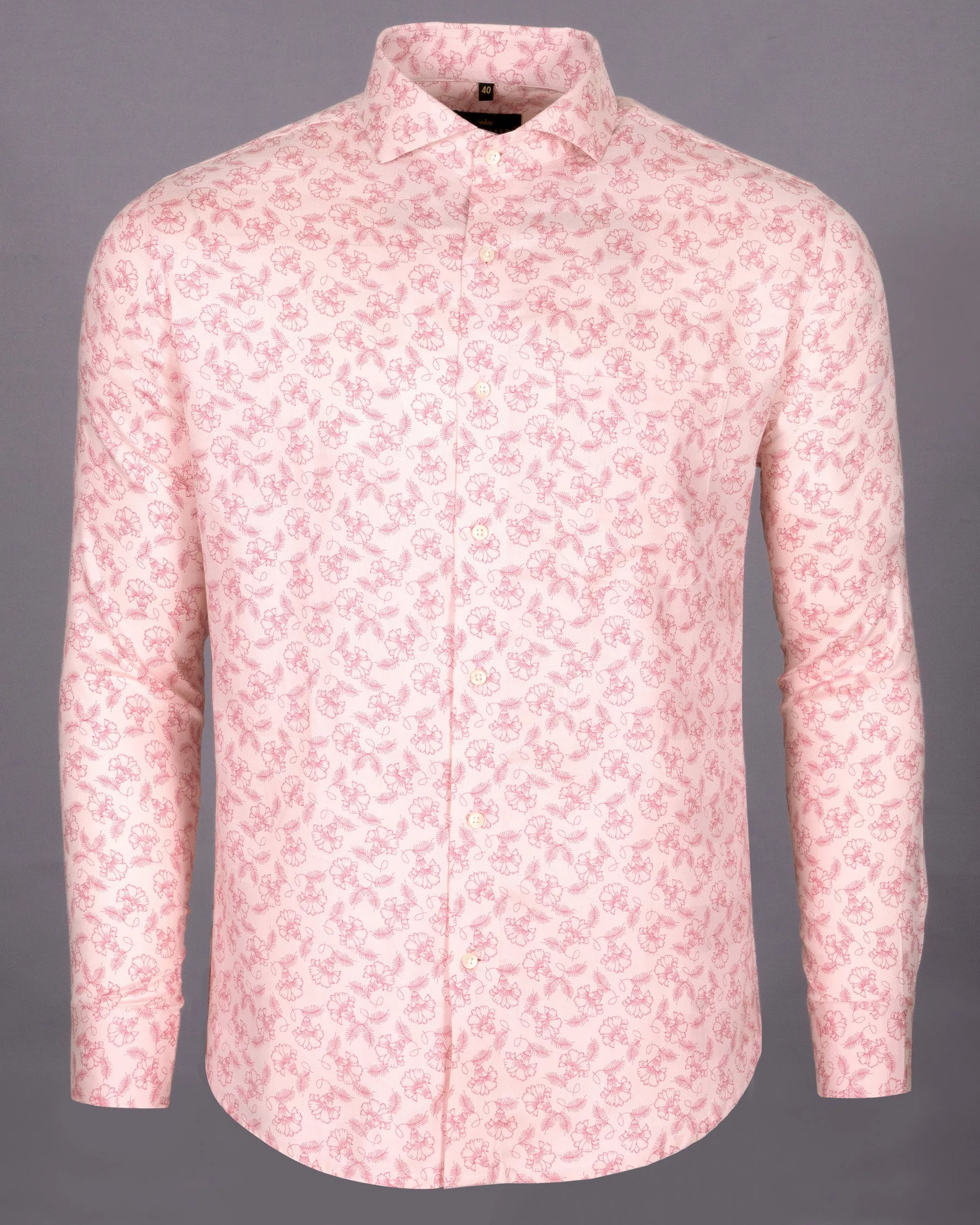 Cherub Pink flowers Printed Premium Cotton Shirt sold by French Crown product image thumbnail 5