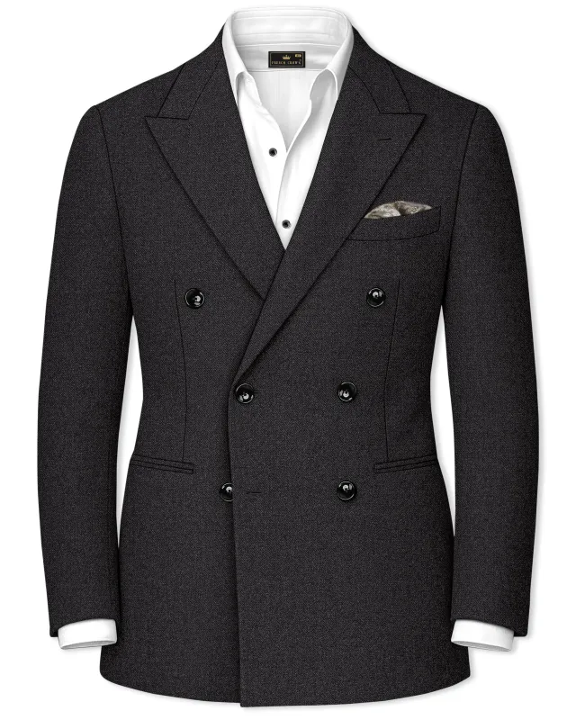 Cinerro-Mine Shaft Gray Textured Tweed Double Breasted Blazer sold by French Crown