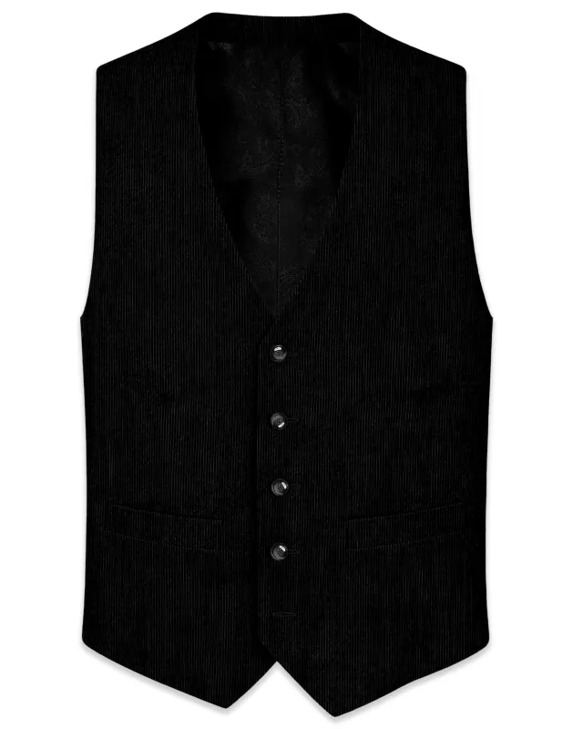 Jadenzo-Jade Black Corduroy Waistcoat made by French Crown