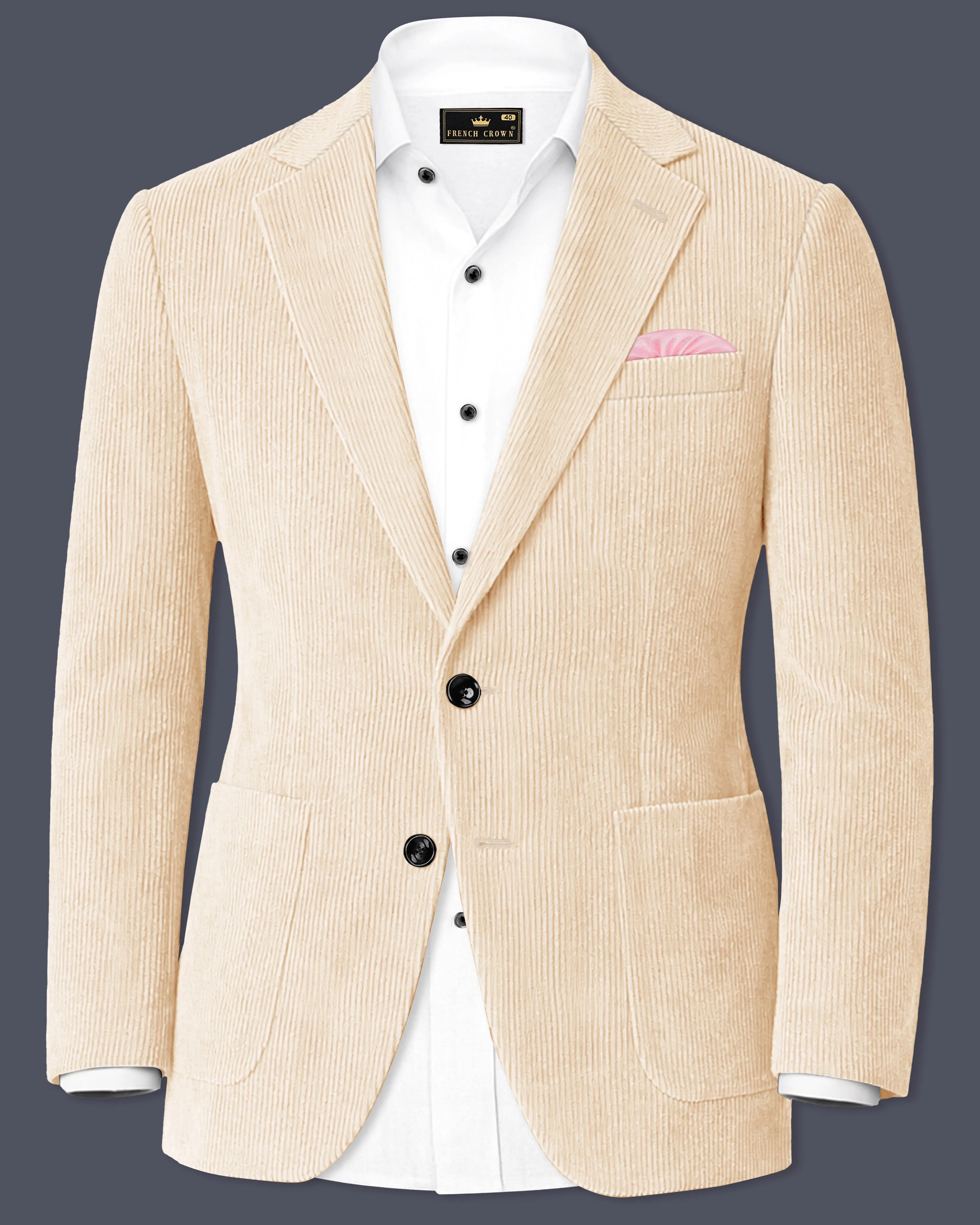 Hispanoro-Spanish Cream Corduroy Single Breasted Sports Blazer sold by French Crown
