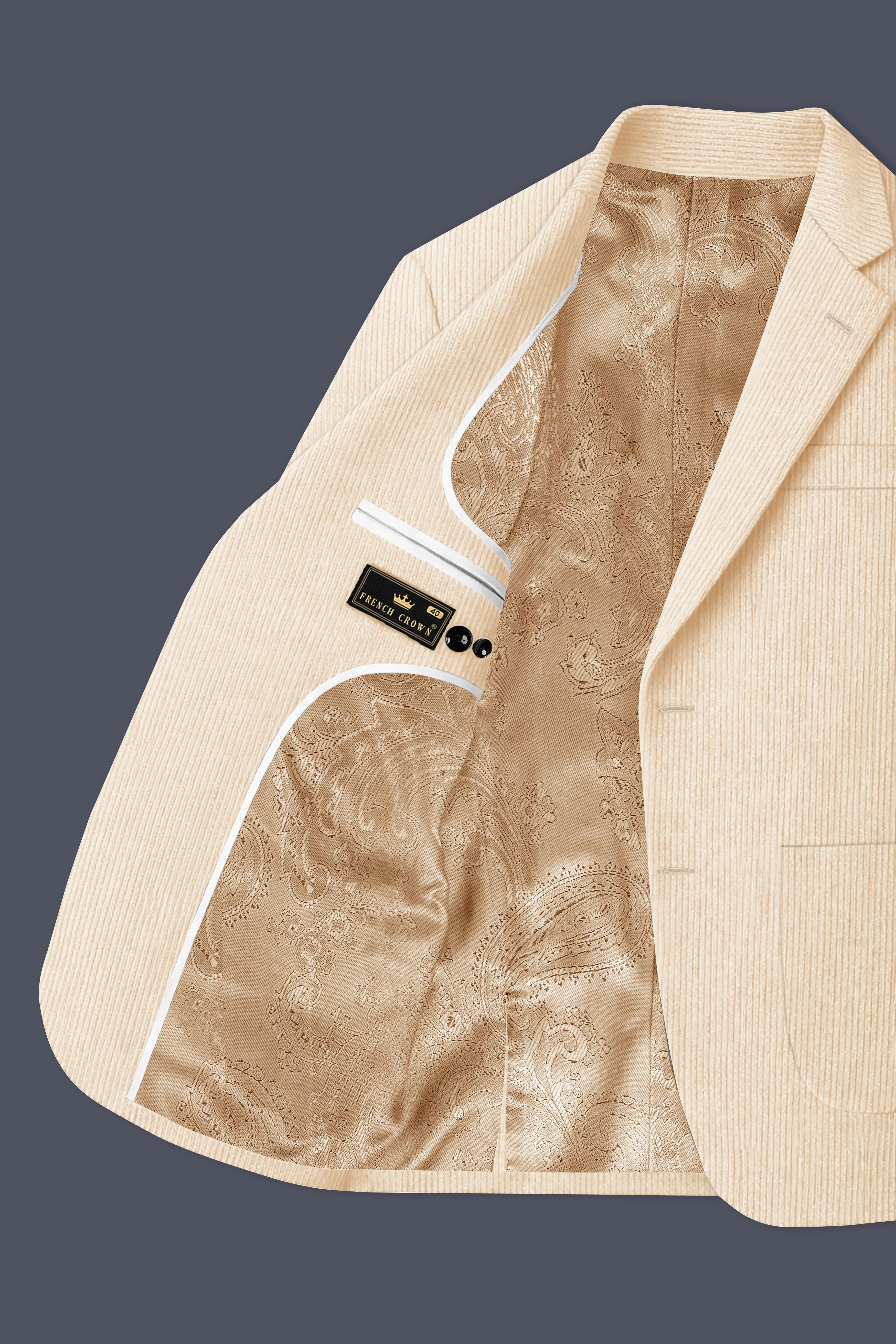 Hispanoro-Spanish Cream Corduroy Single Breasted Sports Blazer sold by French Crown product image thumbnail 5