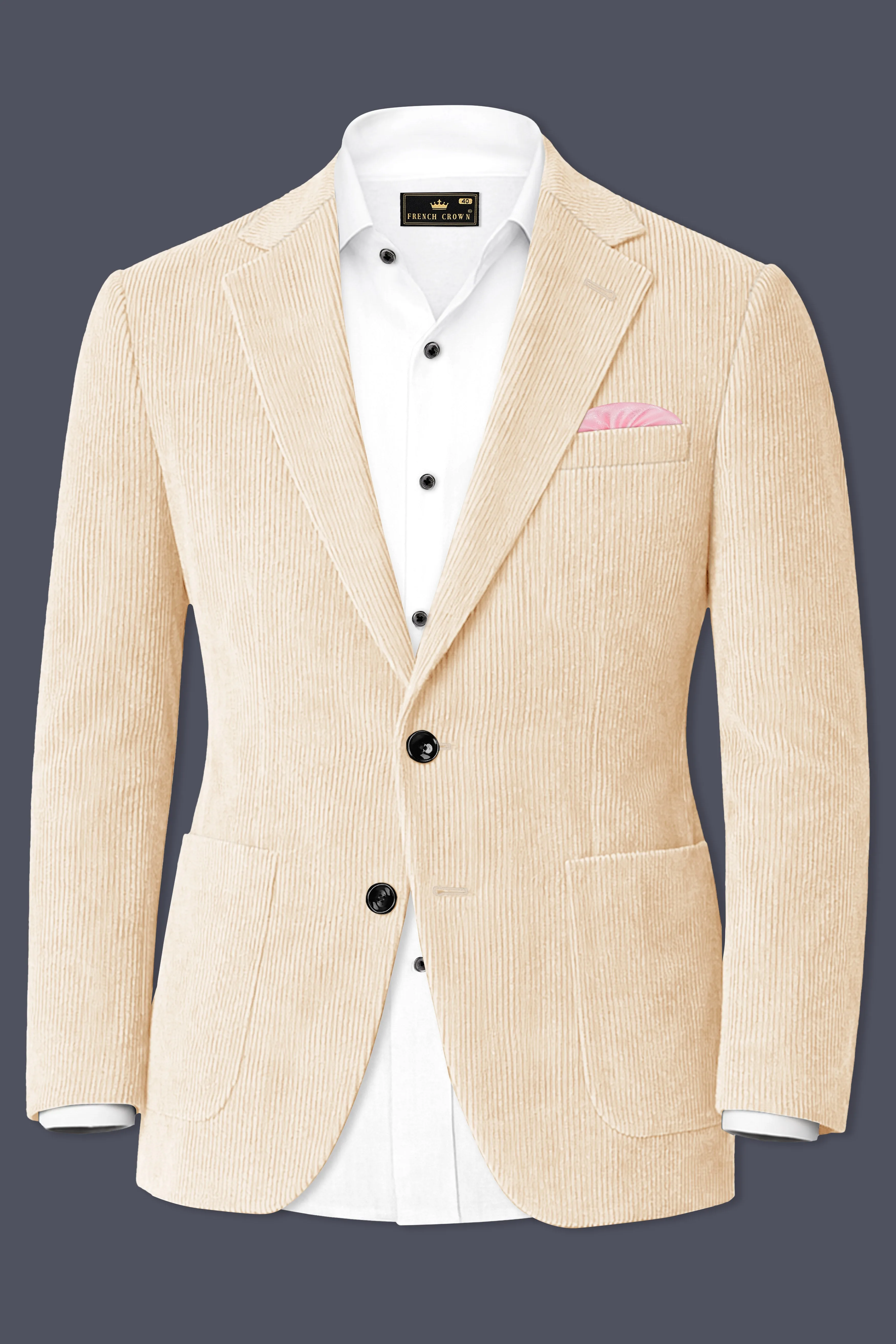 Hispanoro-Spanish Cream Corduroy Single Breasted Sports Blazer sold by French Crown product image thumbnail 2