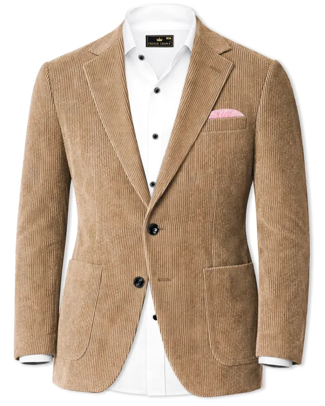 Cordenza-Muesli Brown Corduroy Single Breasted Sports Blazer sold by French Crown