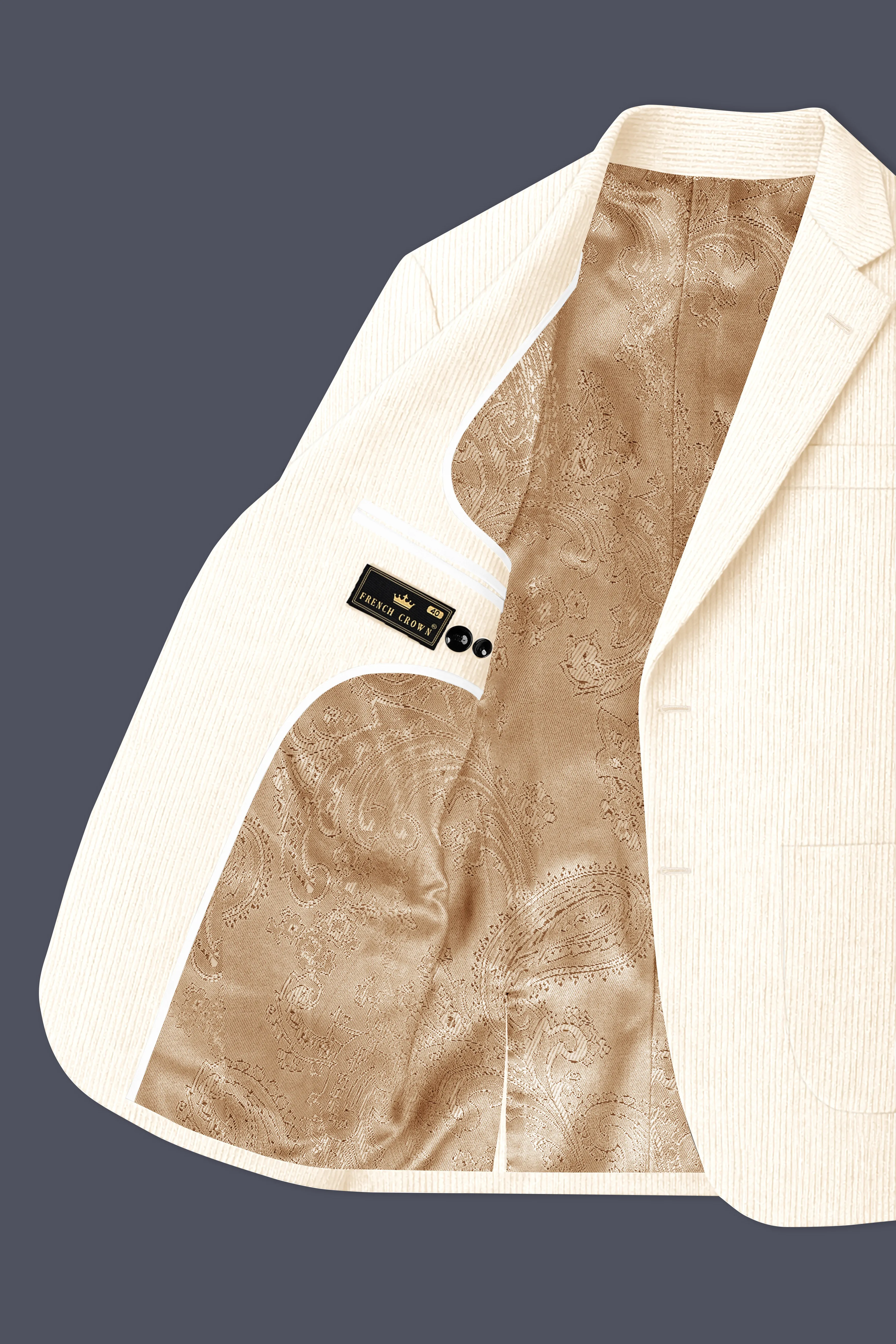 Ivoro-Swizzle Cream Corduroy Single Breasted Sports Blazer sold by French Crown product image thumbnail 5