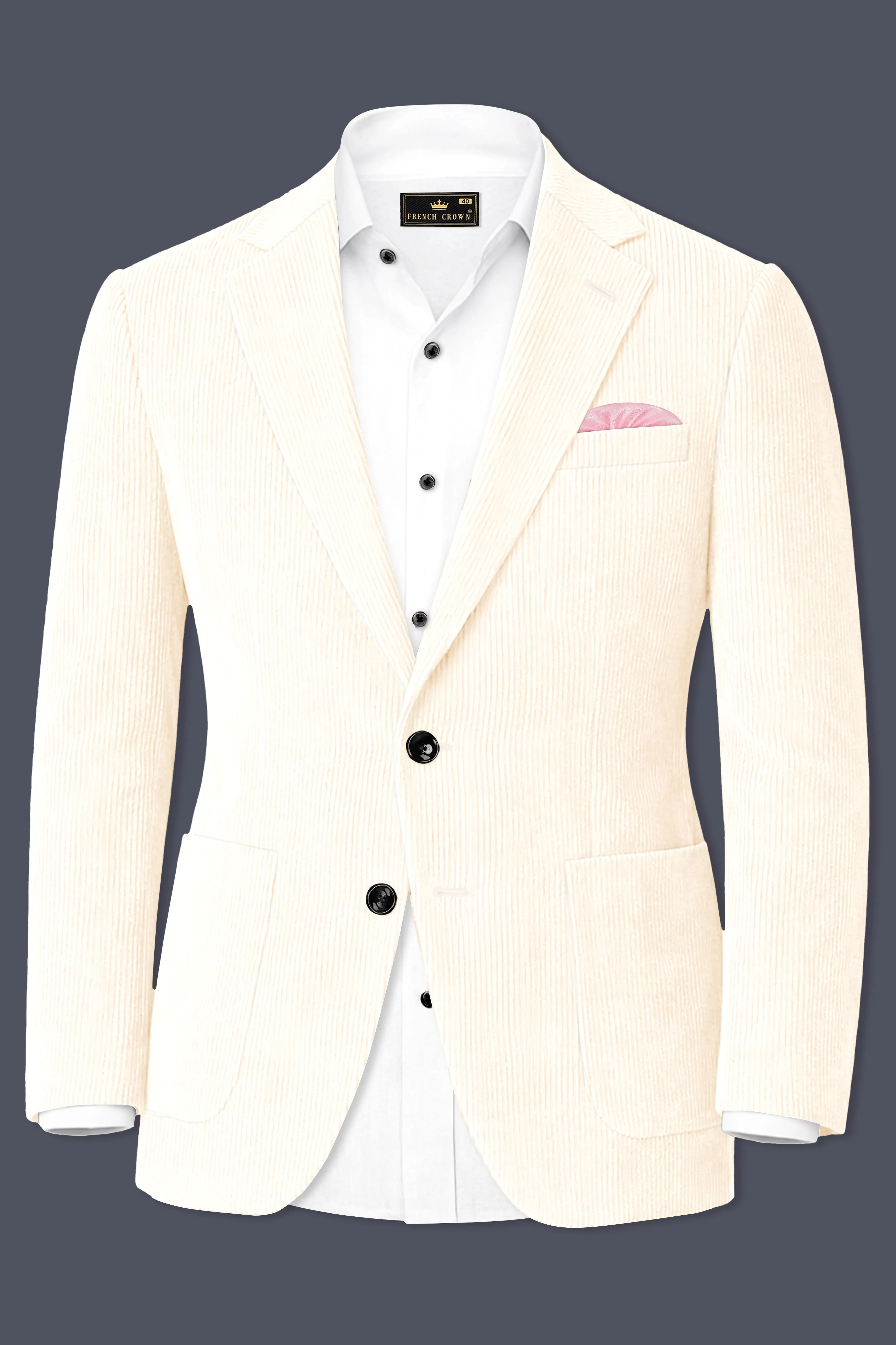 Ivoro-Swizzle Cream Corduroy Single Breasted Sports Blazer sold by French Crown product image thumbnail 2