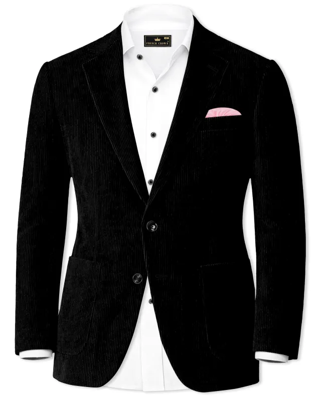 Jadenzo-Jade Black Corduroy Single Breasted Sports Blazer sold by French Crown