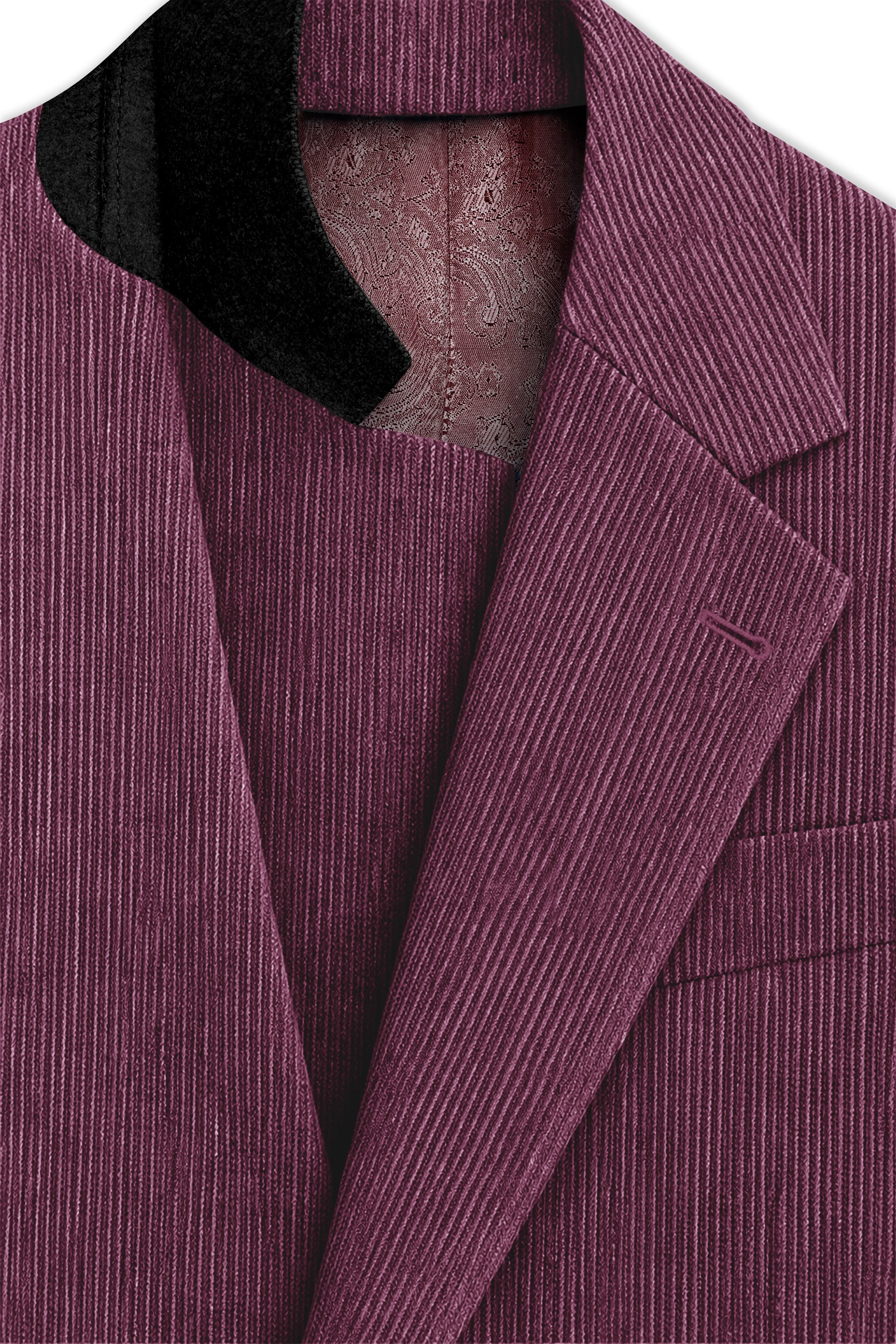 Roselux-Cosmic Pink Corduroy Single Breasted Sports Blazer sold by French Crown product image thumbnail 4