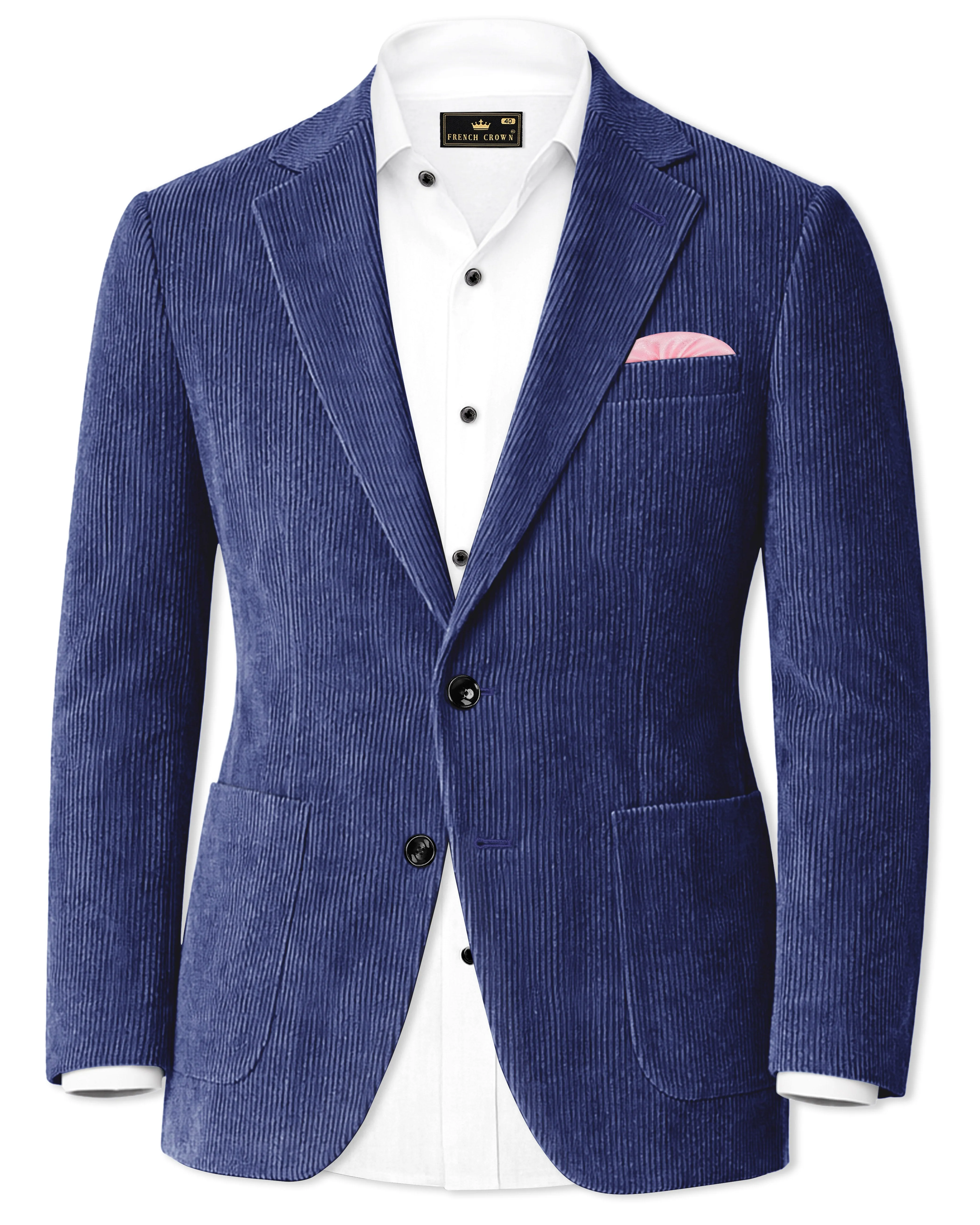 Slatzen-Slate Blue Corduroy Single Breasted Sports Blazer sold by French Crown